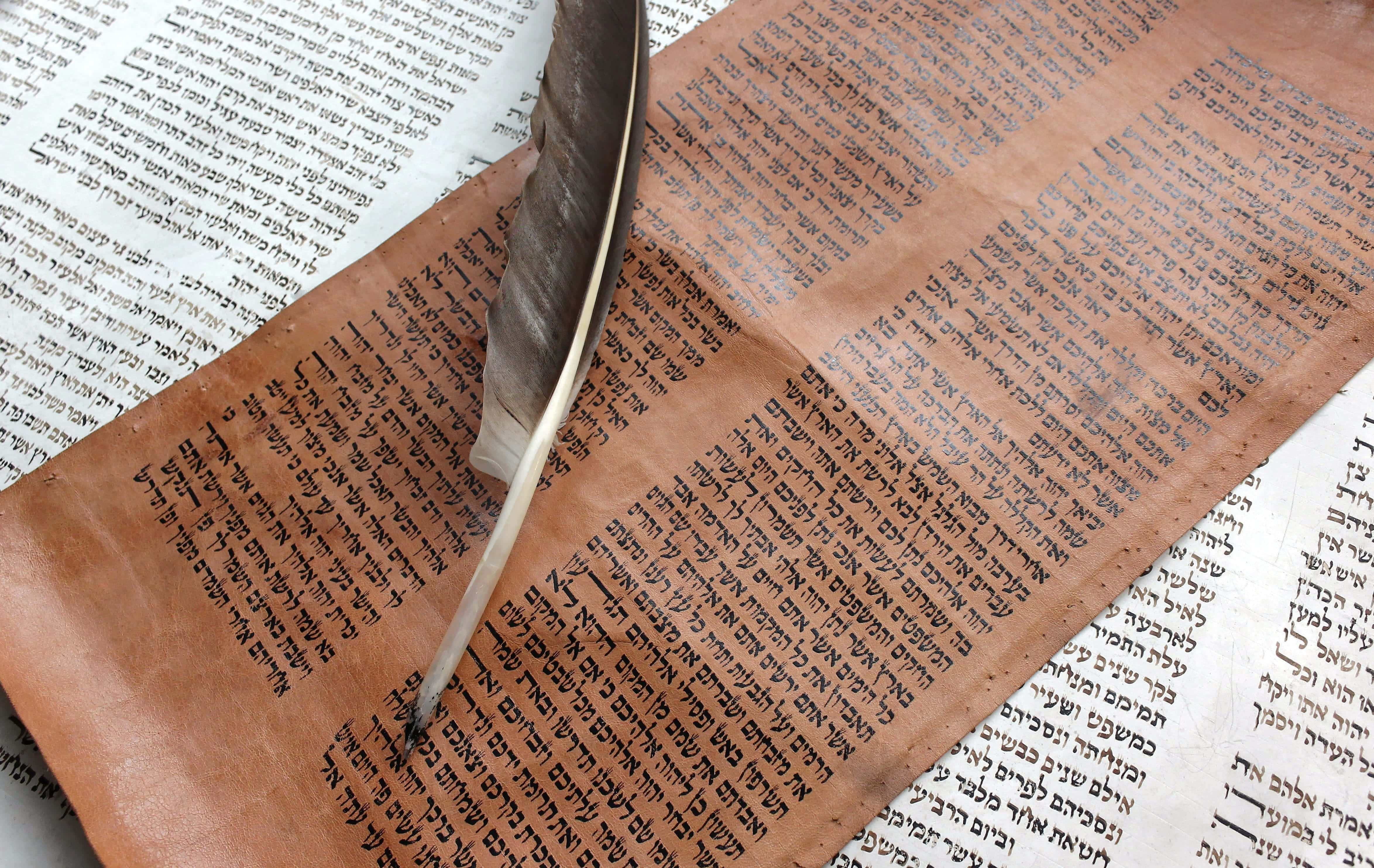 brown paper, quill pen, ancient scroll, 4K Desktop Wallpaper