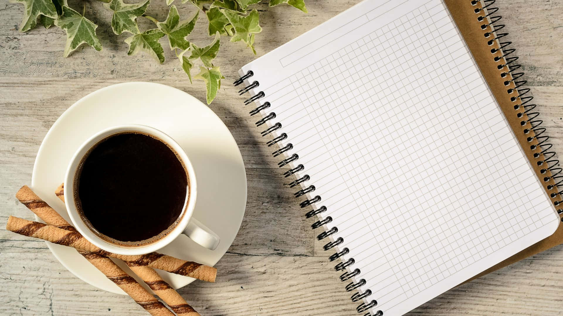 Brown Pastel Aesthetic, steaming cup of black coffee, twisted biscuits, Full HD Desktop Wallpaper