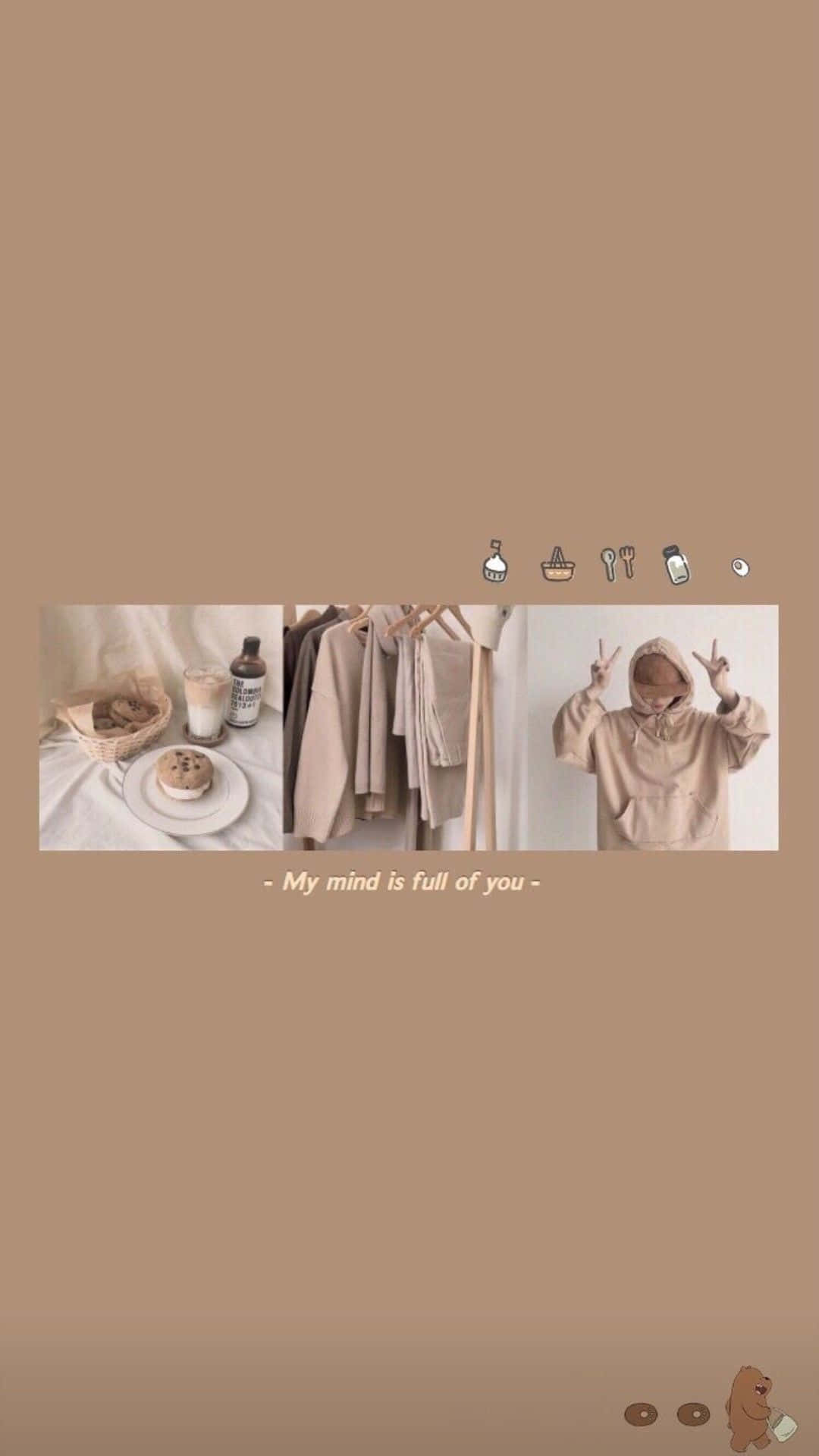 brown pastel aesthetic, soft beige, hoodie, Full HD Phone Wallpaper