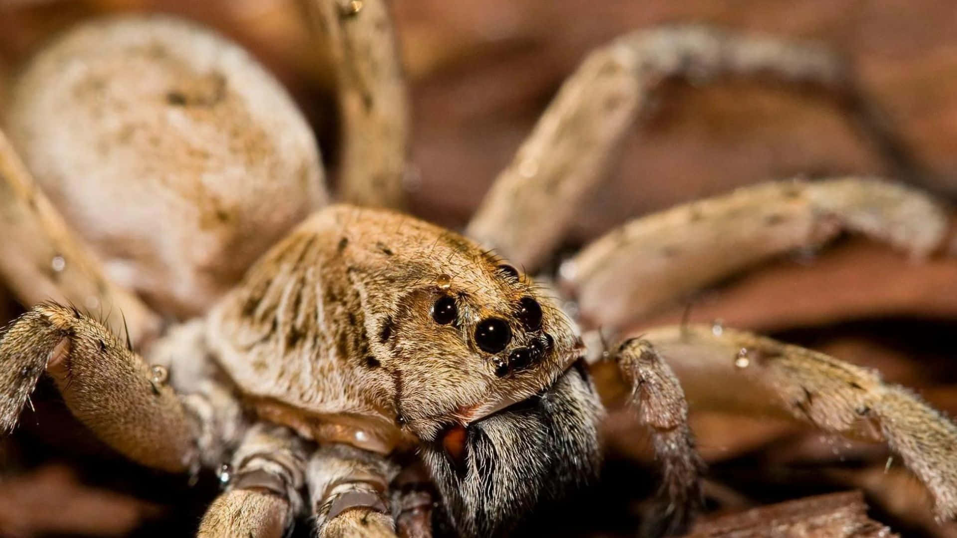 Brown Recluse Spider, eight eyes, dry brown leaves, Full HD Desktop Wallpaper