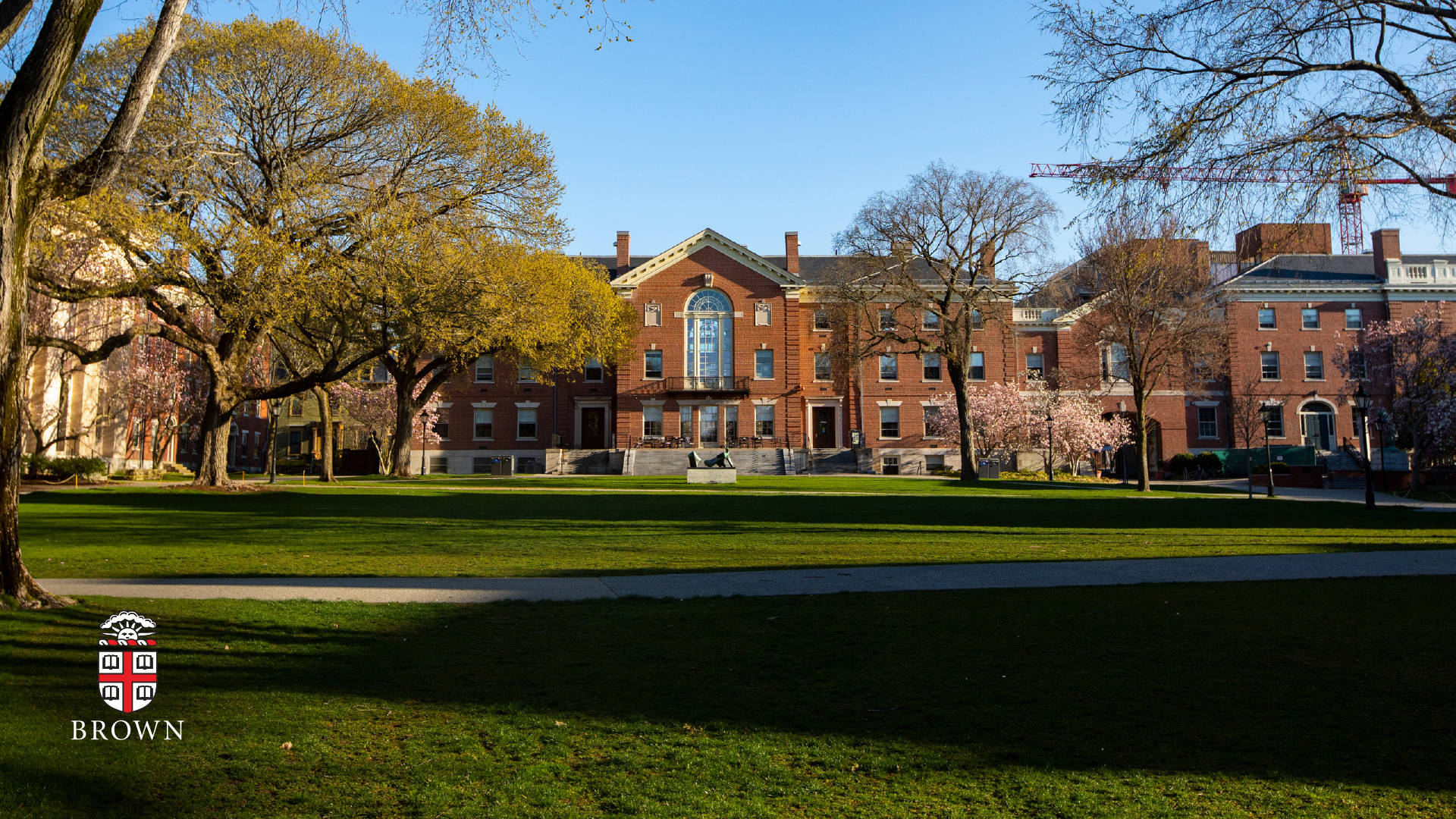 Brown University, brick university buildings, golden trees, Full HD Desktop Wallpaper