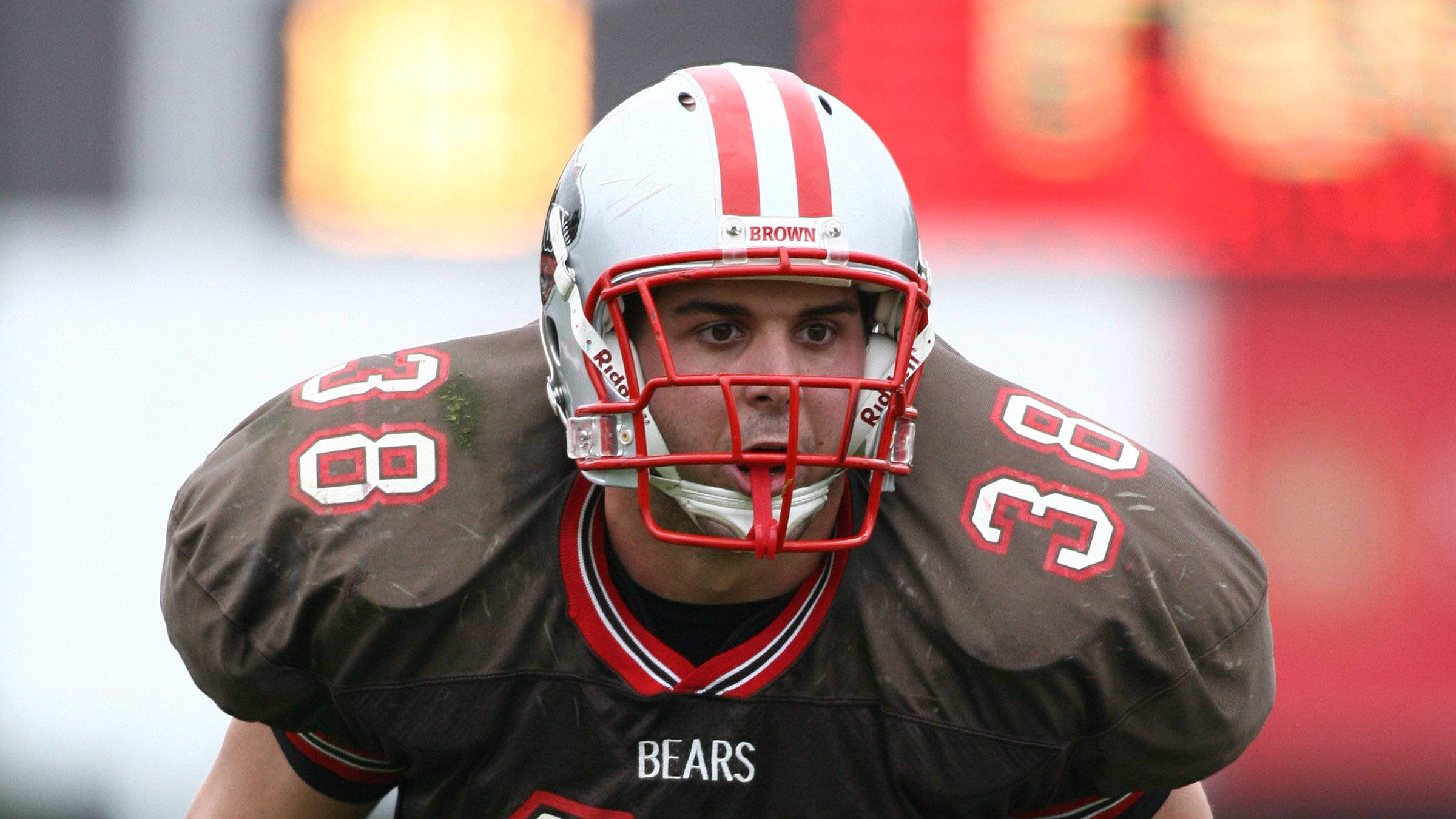 Brown University, football player, brown and red uniform, Full HD Desktop Wallpaper