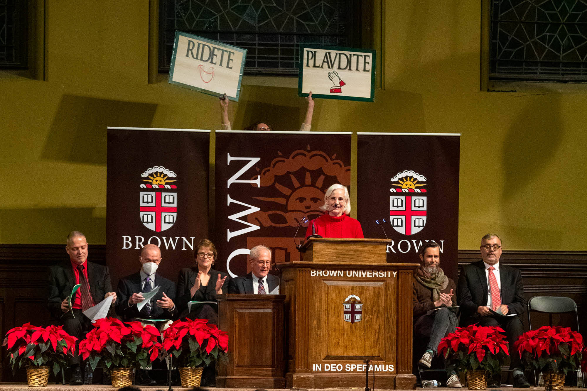 Brown University, podium, red, Full HD Desktop Wallpaper