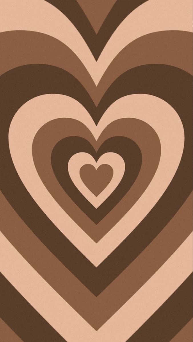 brown, gold, nested hearts, SD Phone Wallpaper