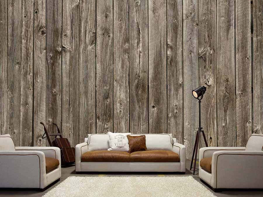 brown wood, rustic gray wooden plank wall, white sofa, SD Desktop Wallpaper