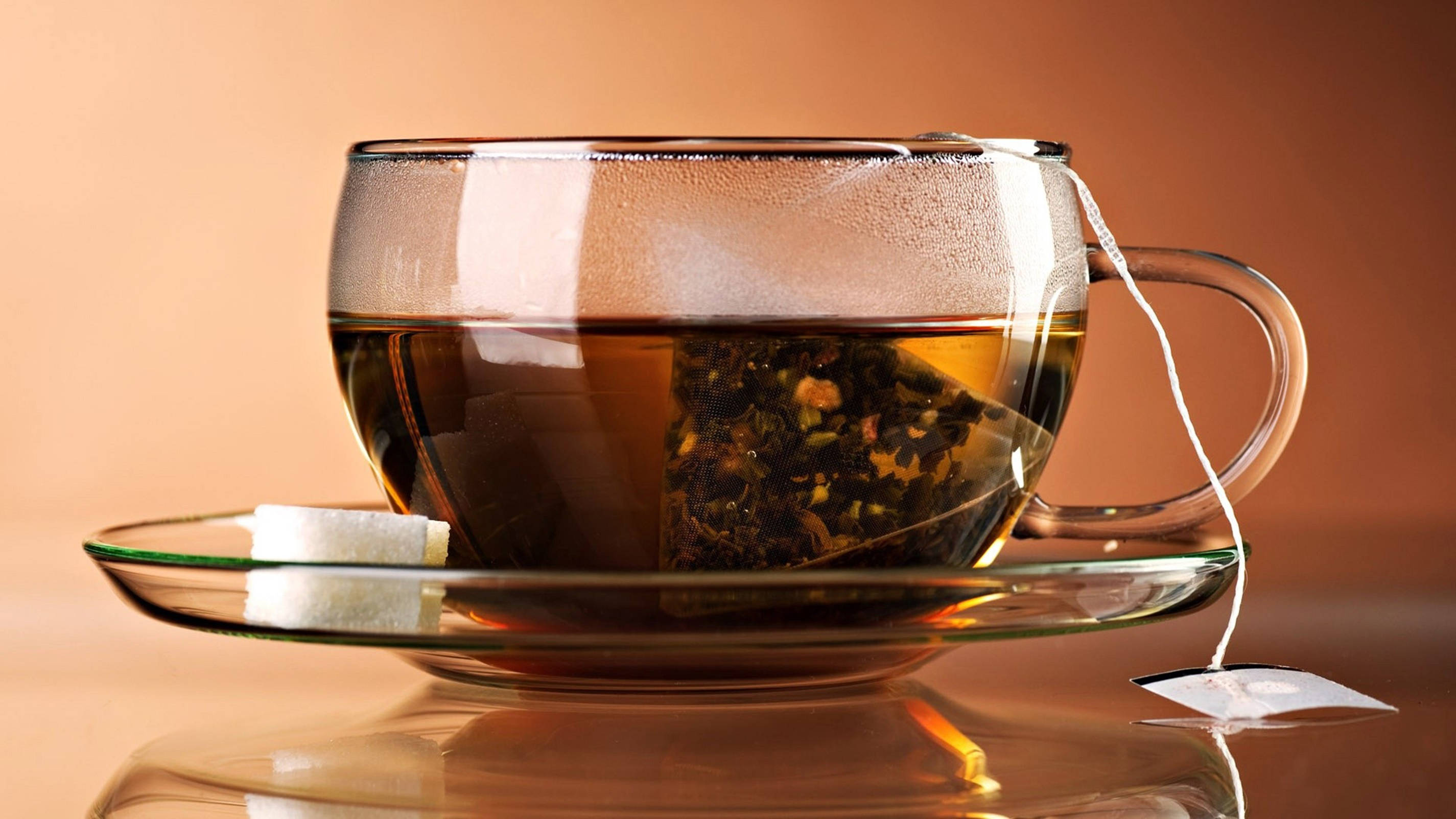 glass teacup, tea bag, sugar cube, 2K Desktop Wallpaper
