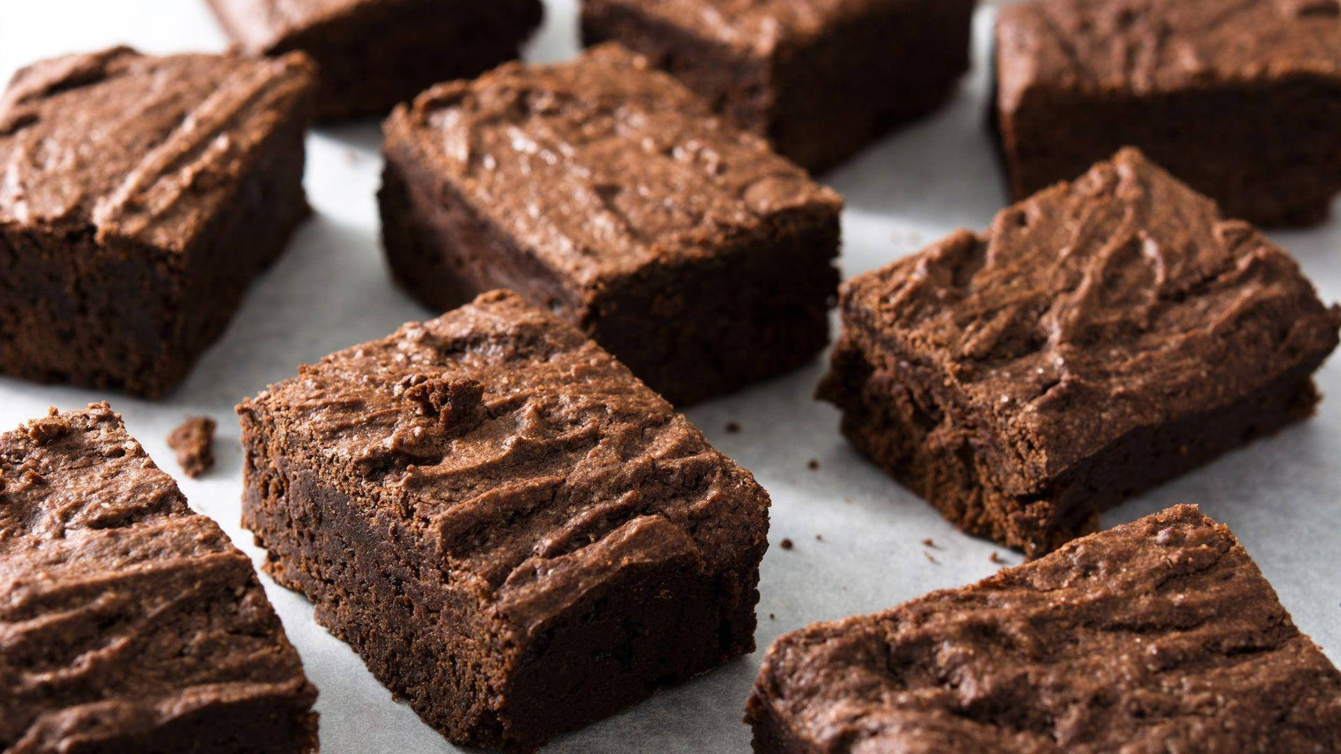 brownies, chocolate crust, cracked chocolate tops, Full HD Desktop Wallpaper