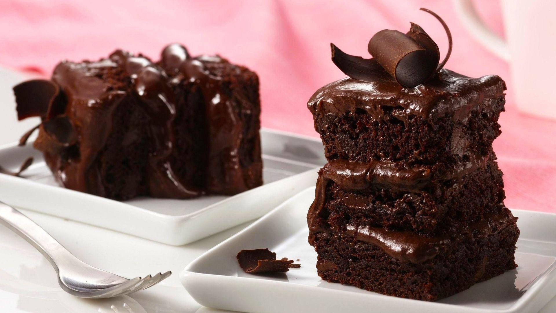 brownies, chocolate shavings, glossy ganache, Full HD Desktop Wallpaper