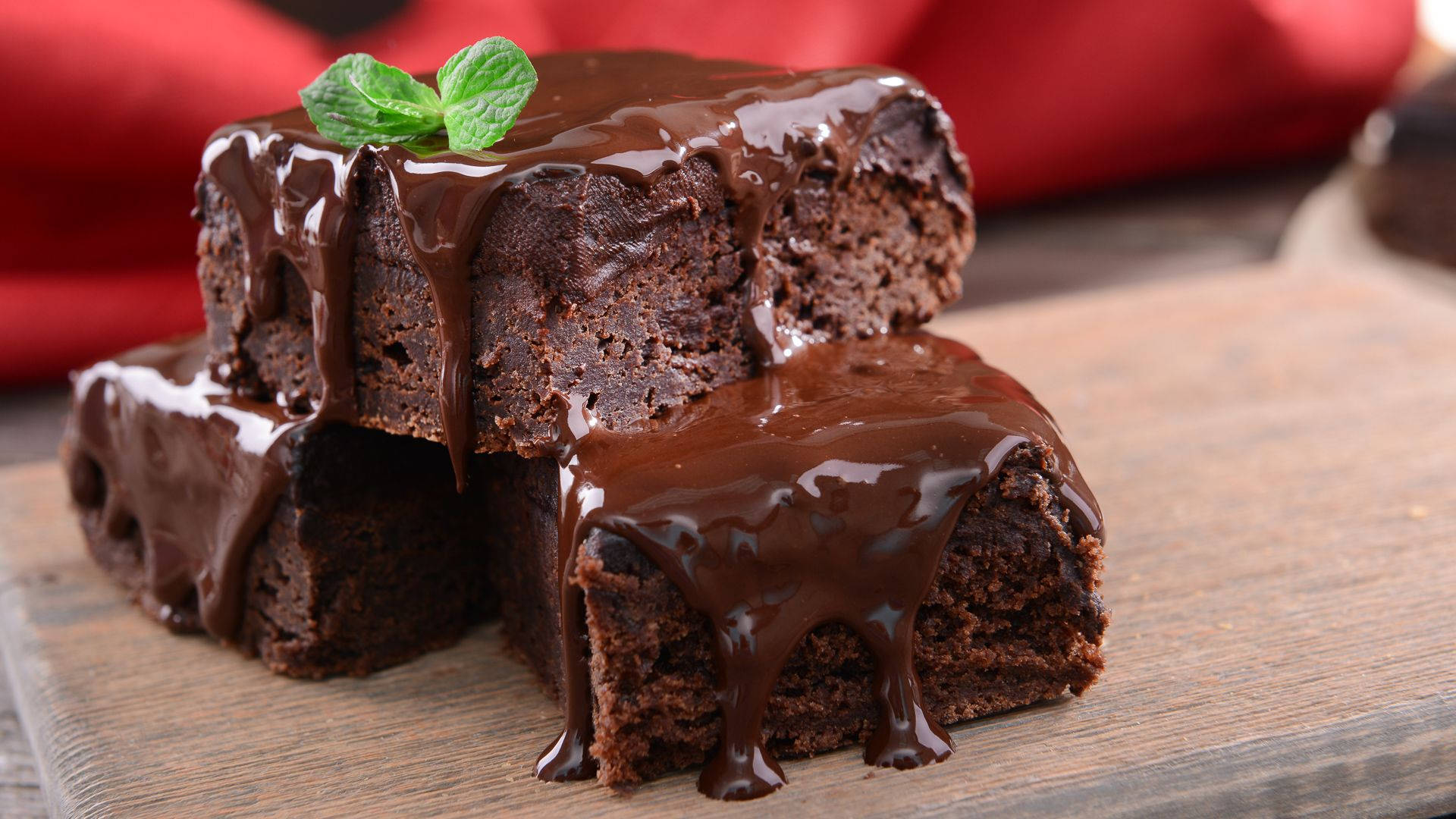brownies, glossy ganache, dripping, Full HD Desktop Wallpaper