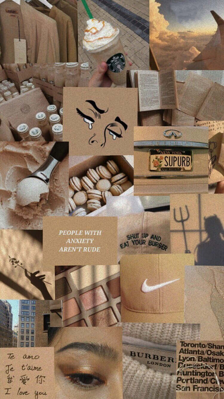 Pastel Brown, collage, coffee drinks, HD Phone Wallpaper