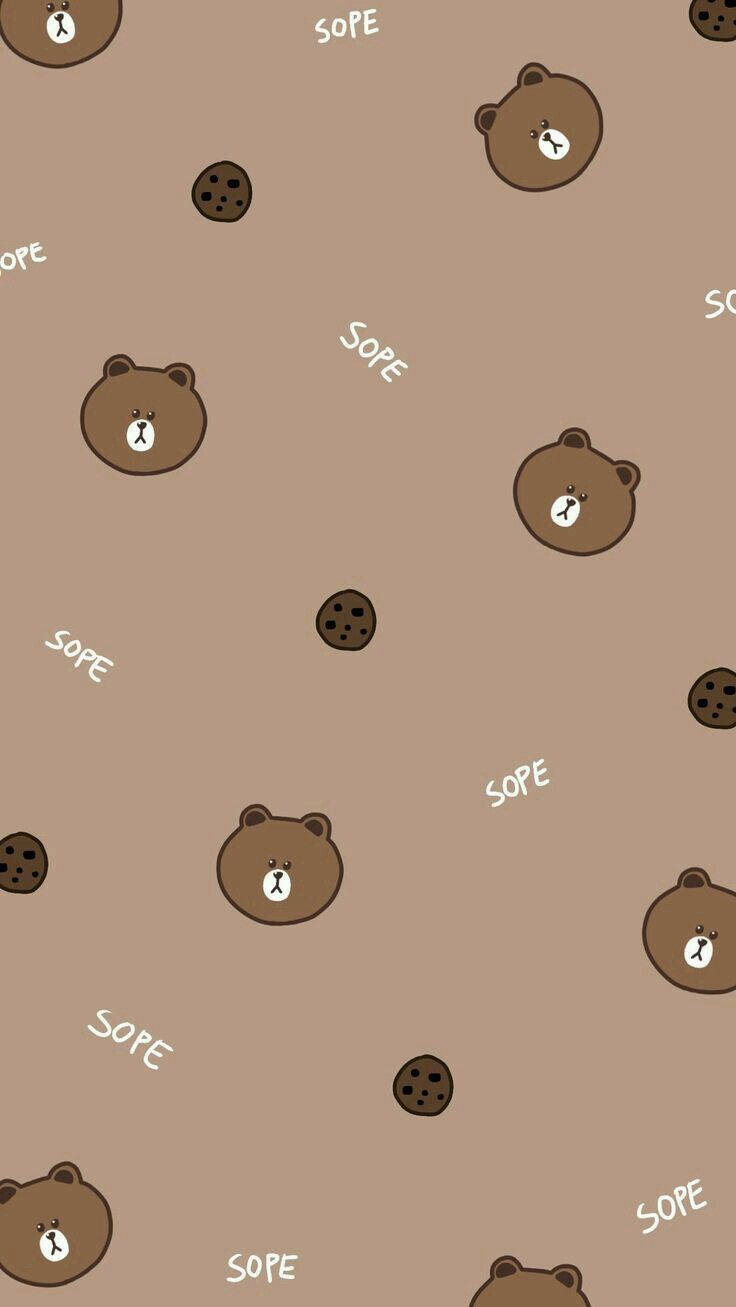 brown bear faces, chocolate chip cookies, soft beige background, HD Phone Wallpaper