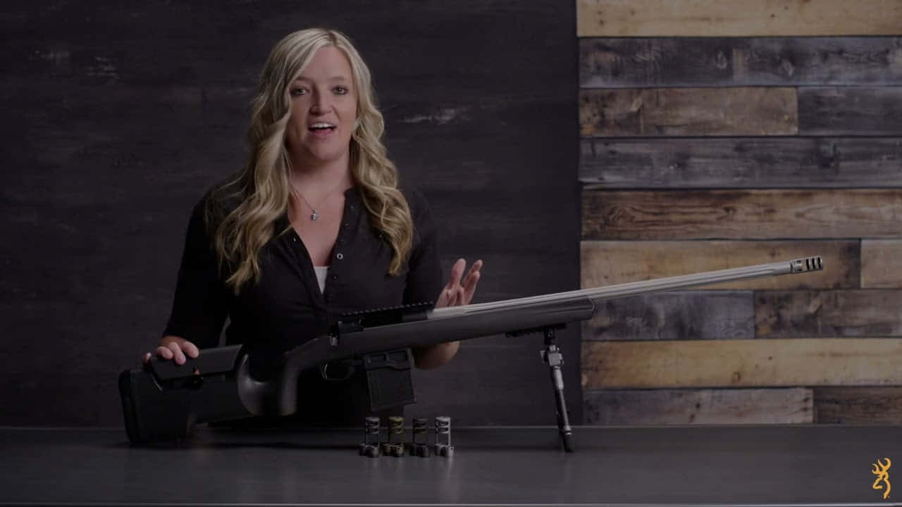 Browning Desktop, black rifle, dark wood-paneled wall, HD Desktop Wallpaper