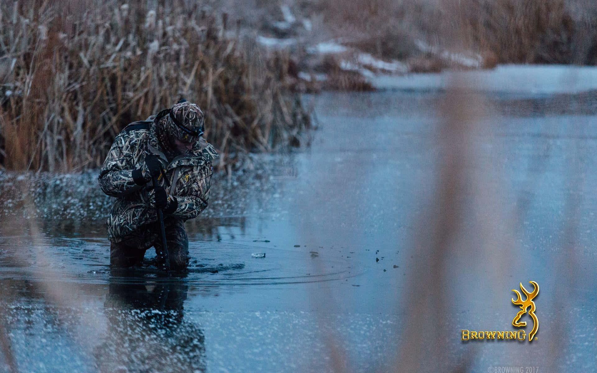 Browning Desktop, camouflage gear, icy water, Full HD Desktop Wallpaper