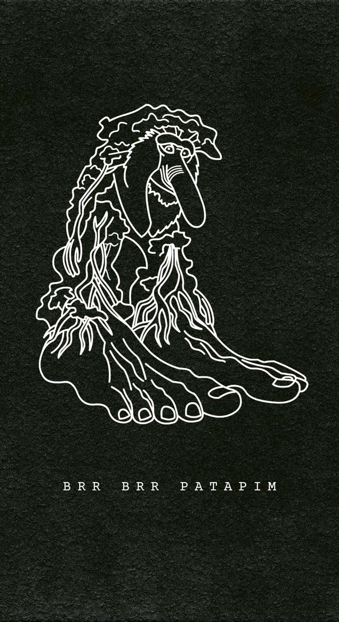 Brr Brr Patapim, stark white line drawing, stylized human figure, Full HD Phone Wallpaper