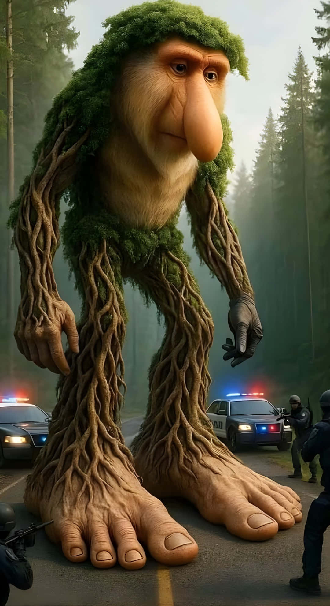 Brr Brr Patapim, giant mossy forest creature, tree roots for limbs, Full HD Phone Wallpaper