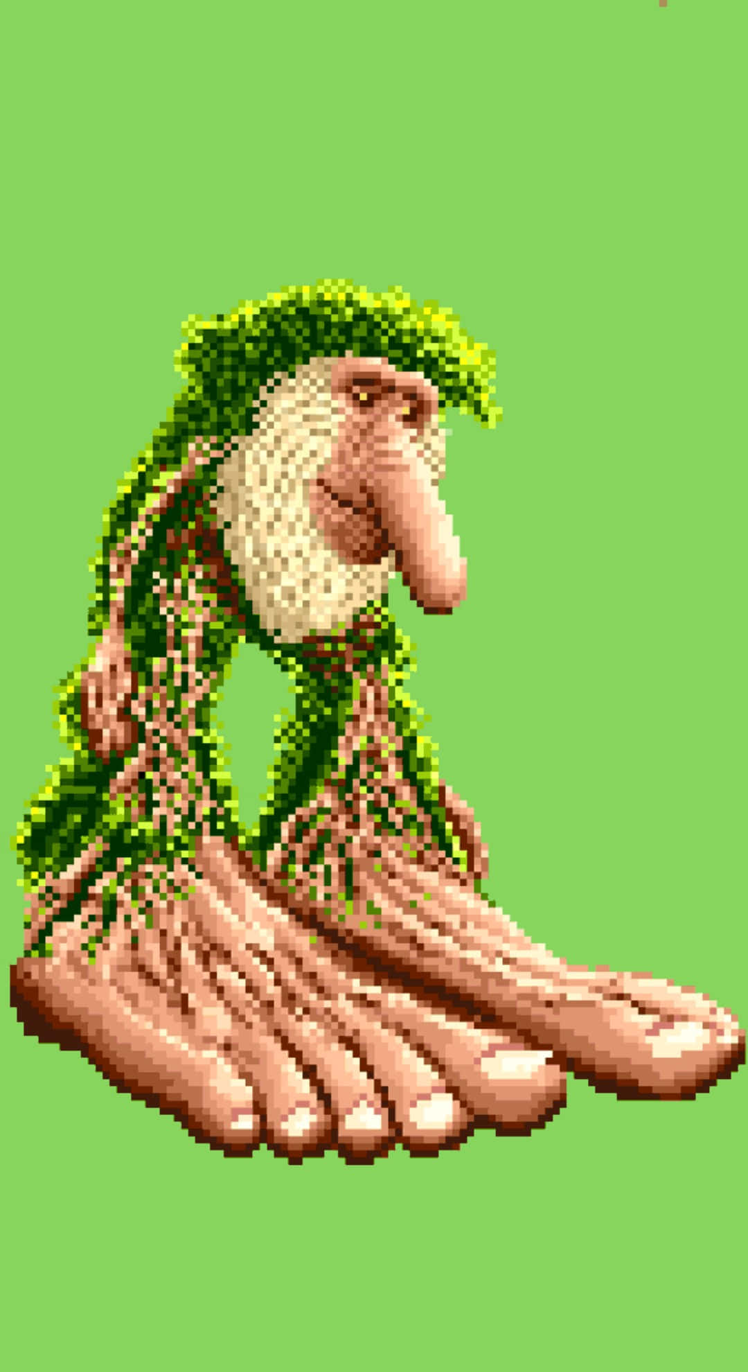 Brr Brr Patapim, green humanoid figure, long nose, Full HD Phone Wallpaper