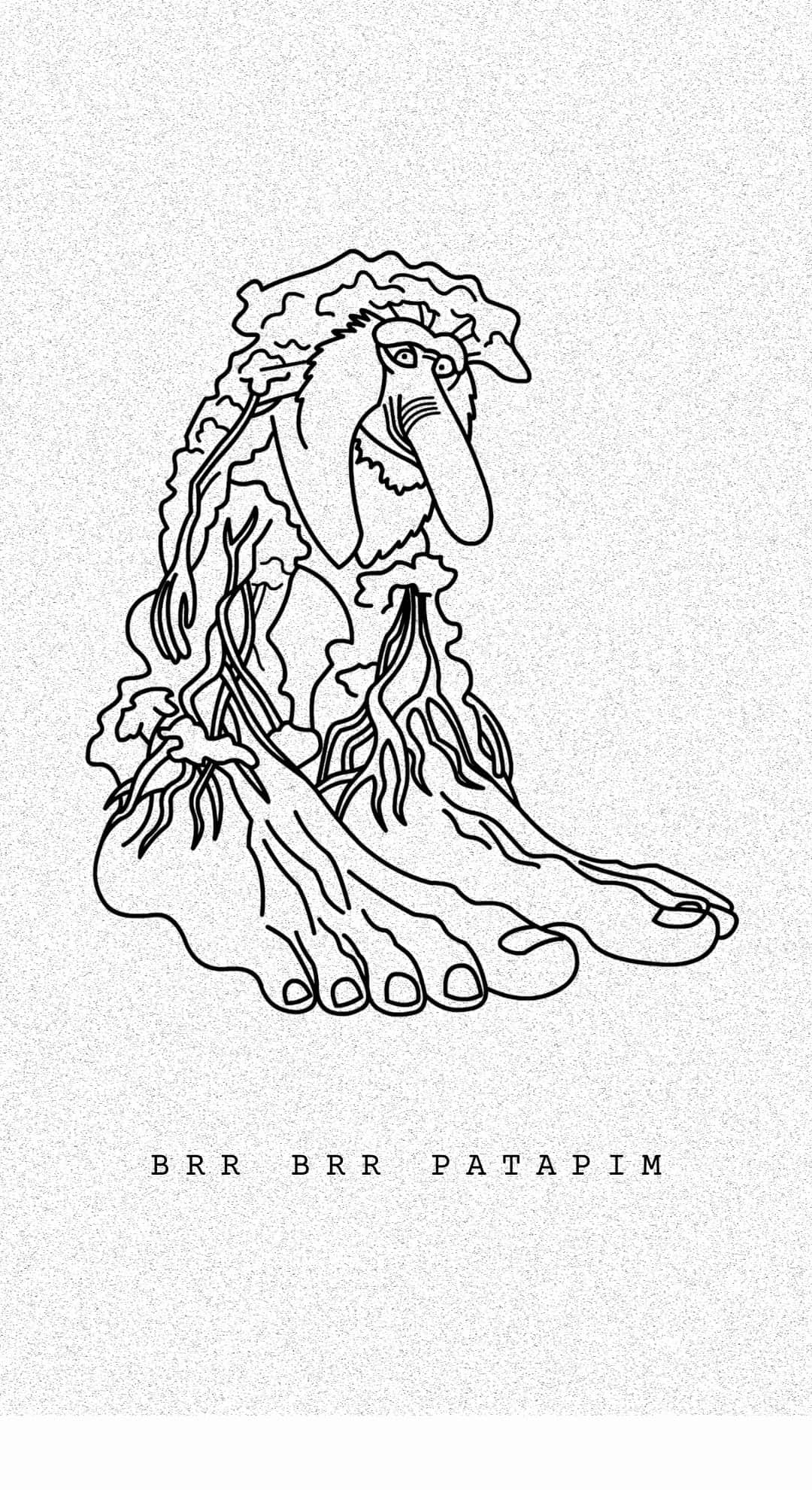 Brr Brr Patapim, minimalist black line drawing, stylized human figure, Full HD Phone Wallpaper