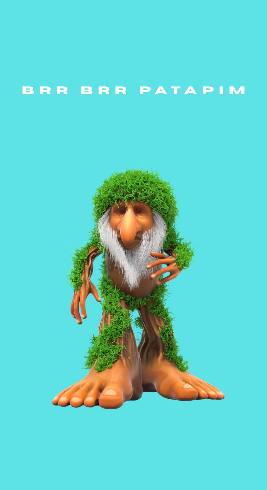 Brr Brr Patapim, mossy tree-like creature, long white beard, Full HD Phone Wallpaper