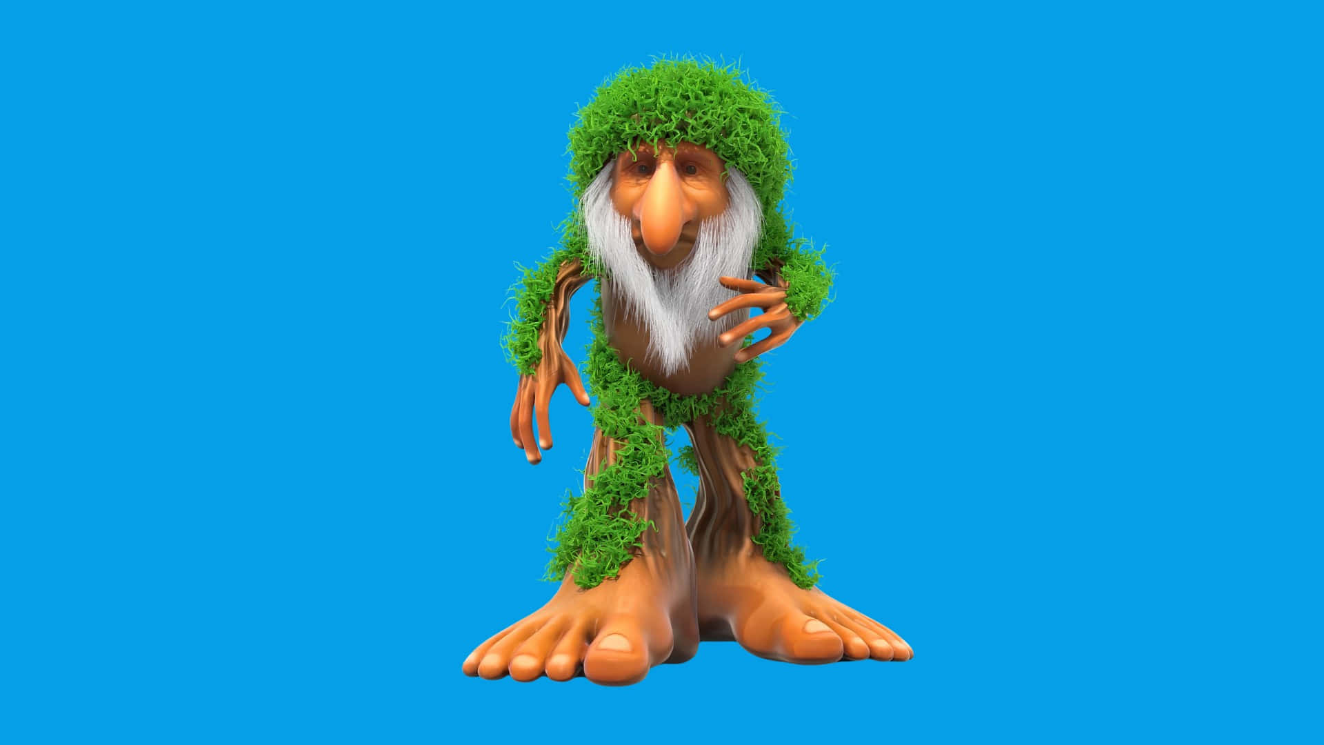 Brr Brr Patapim, 3d tree spirit, mossy green hair, Full HD Desktop Wallpaper