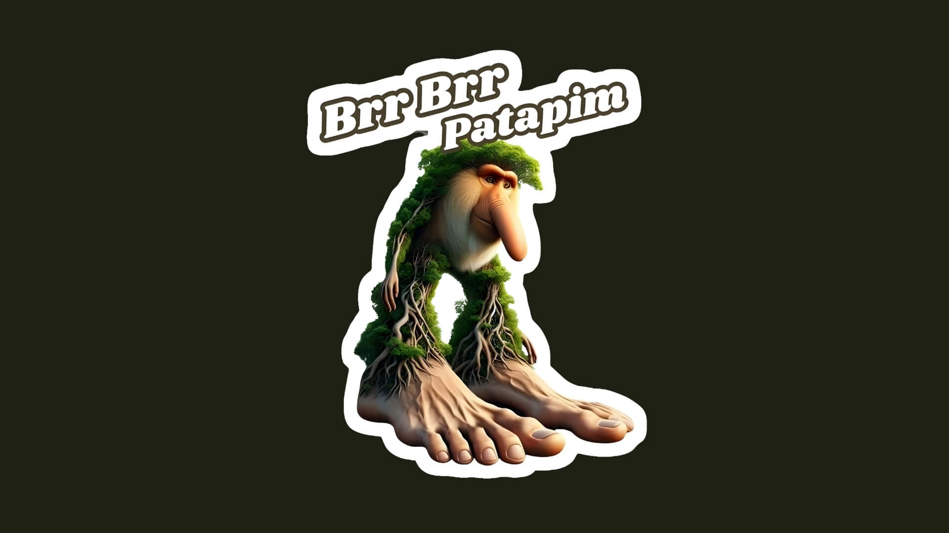 Brr Brr Patapim, cartoonish tree person, mossy hair, Full HD Desktop Wallpaper
