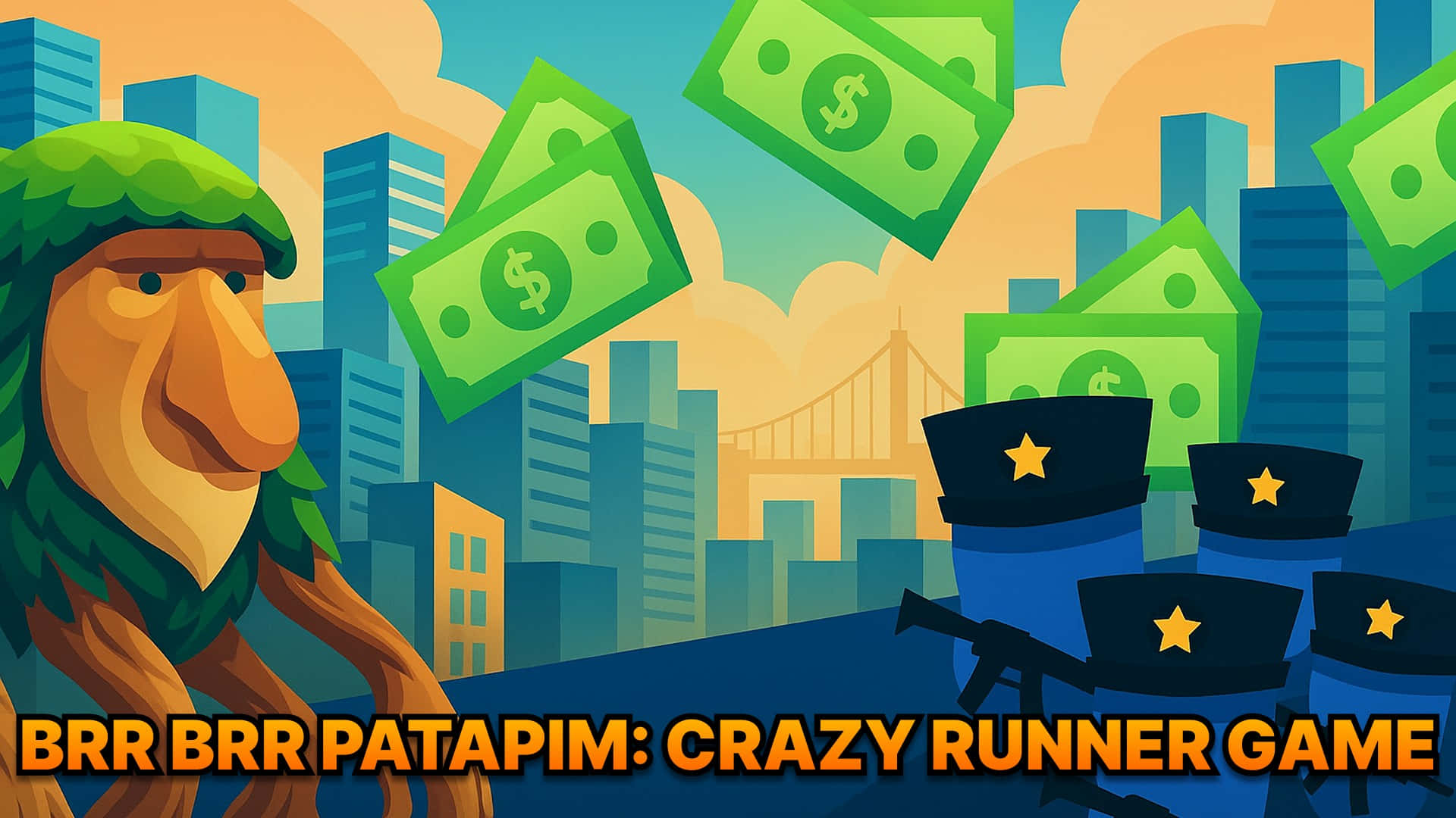 Brr Brr Patapim, cartoon monkey, green hat, Full HD Desktop Wallpaper