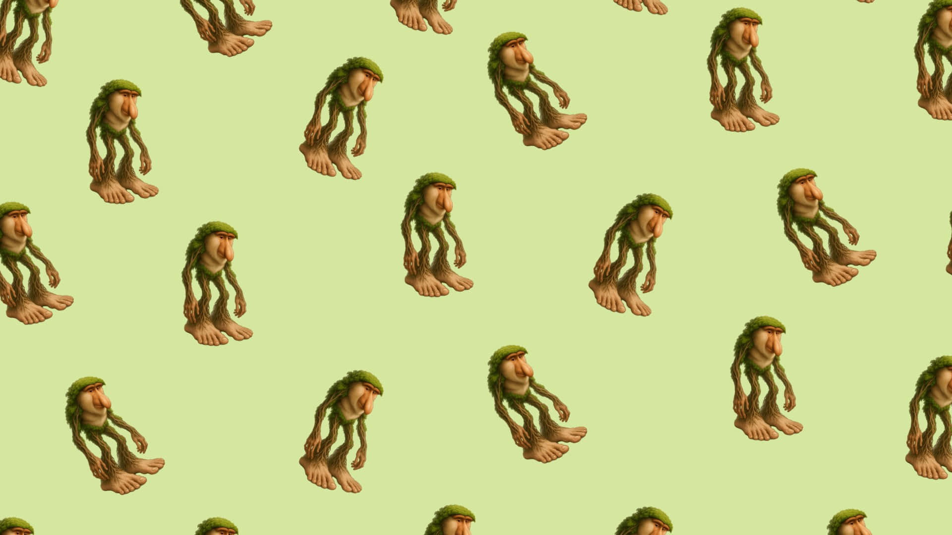 Brr Brr Patapim, green-haired monkeys, pale green background, Full HD Desktop Wallpaper