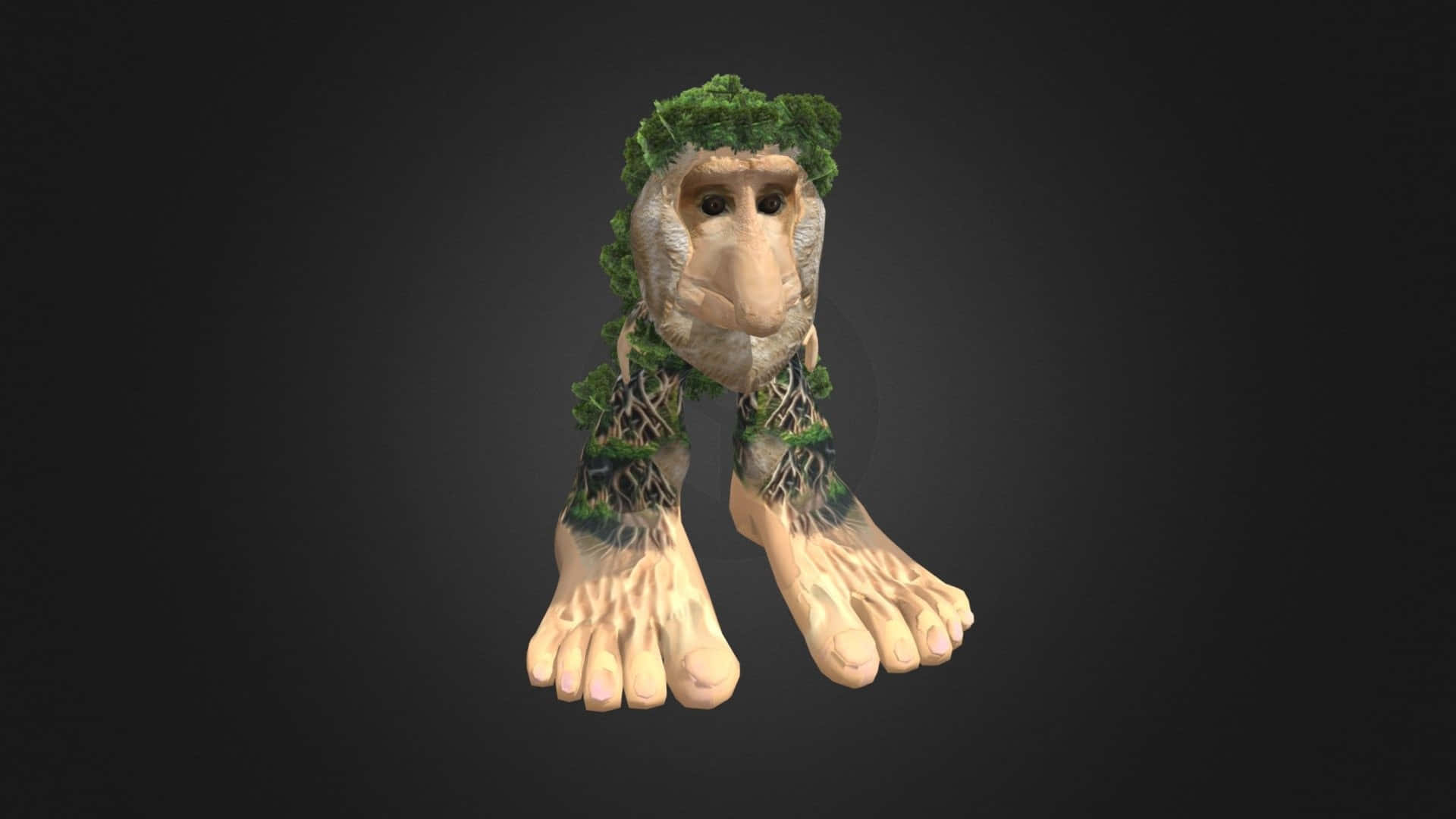 Brr Brr Patapim, mossy humanoid figure, leafy hair, Full HD Desktop Wallpaper