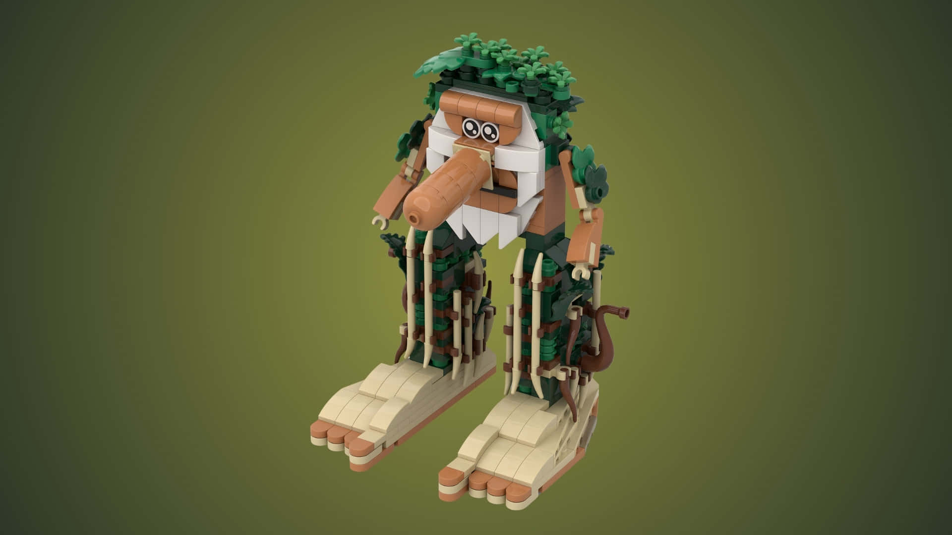 Brr Brr Patapim, LEGO-style, long trunk, Full HD Desktop Wallpaper