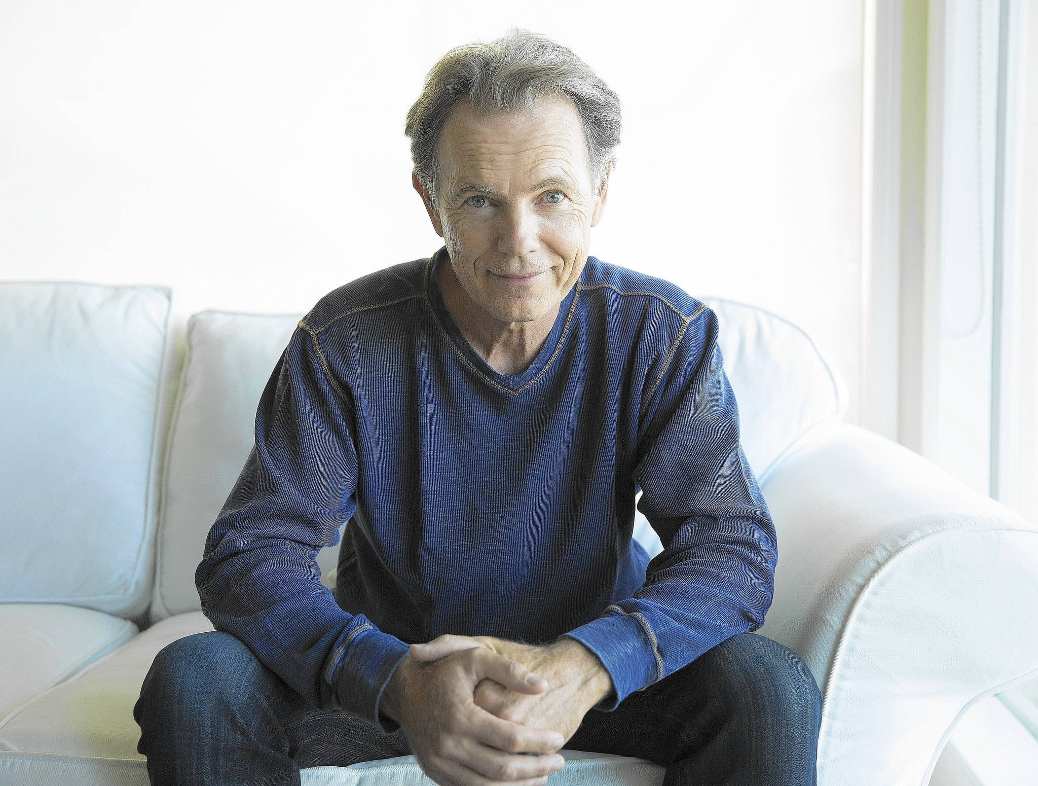 Bruce Greenwood, gray hair, blue sweater, Full HD Desktop Wallpaper