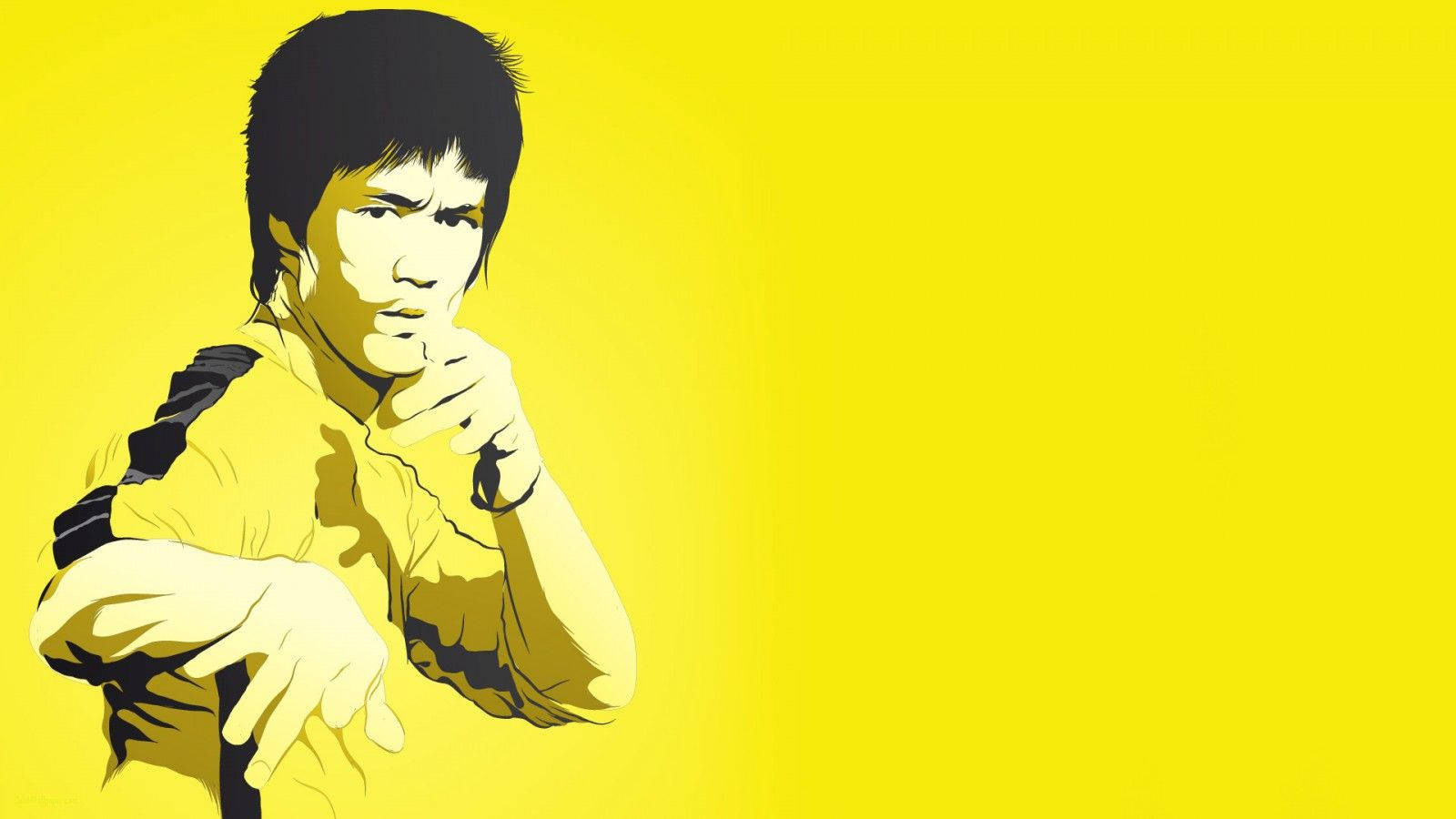 Bruce Lee, yellow, martial arts pose, HD Desktop Wallpaper