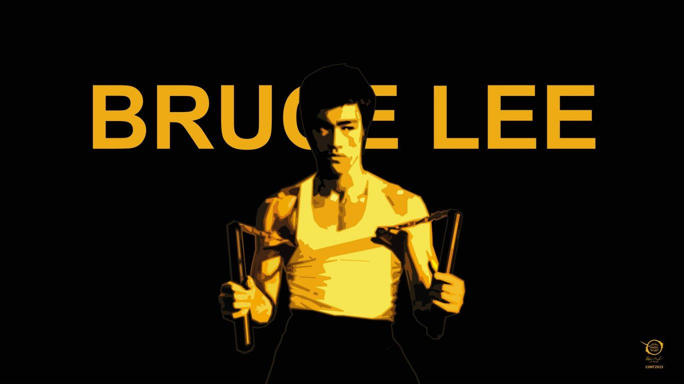 Bruce Lee, nunchaku, bold yellow, HD Desktop Wallpaper