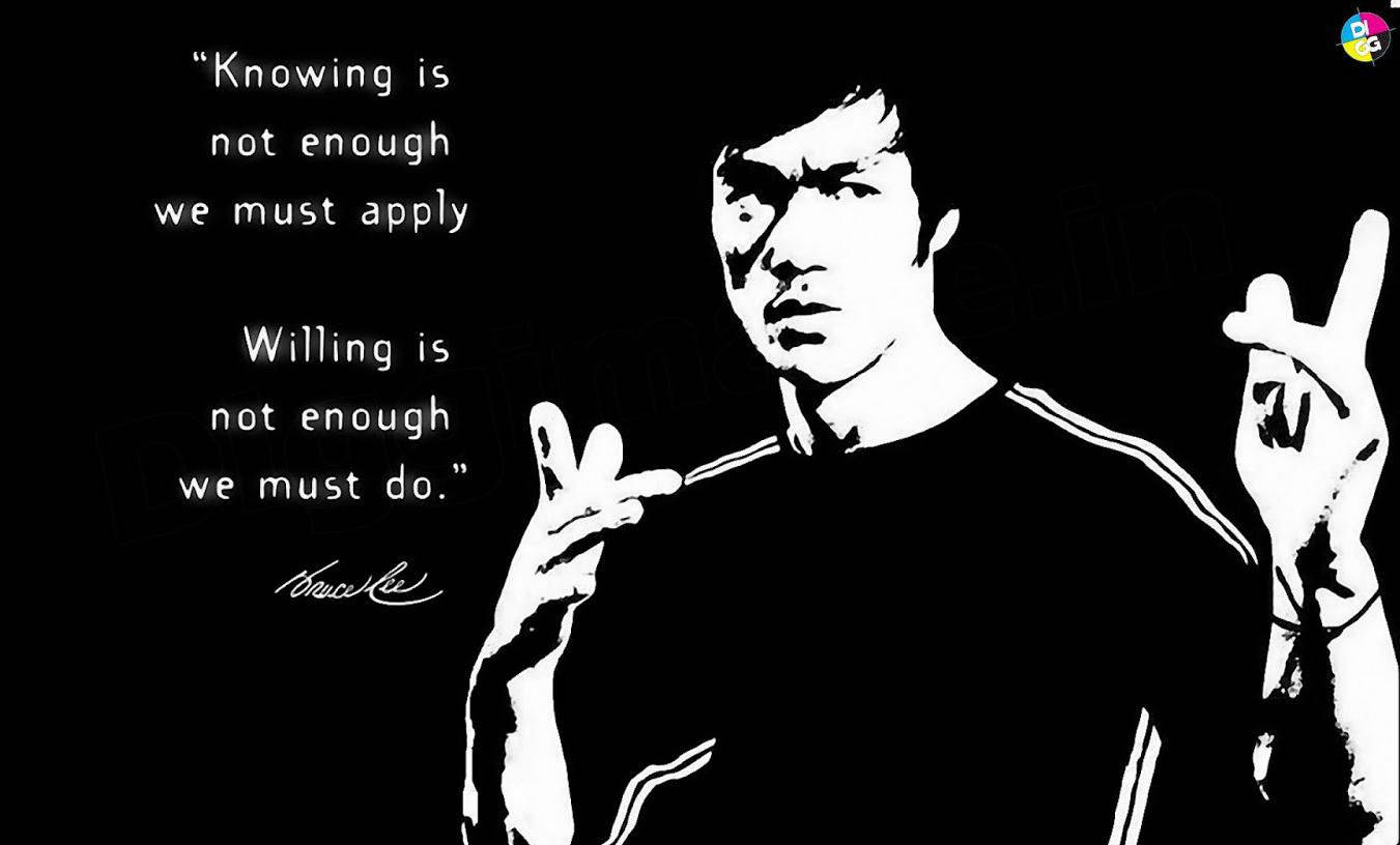 Bruce Lee, peace signs, black and white illustration, HD Desktop Wallpaper