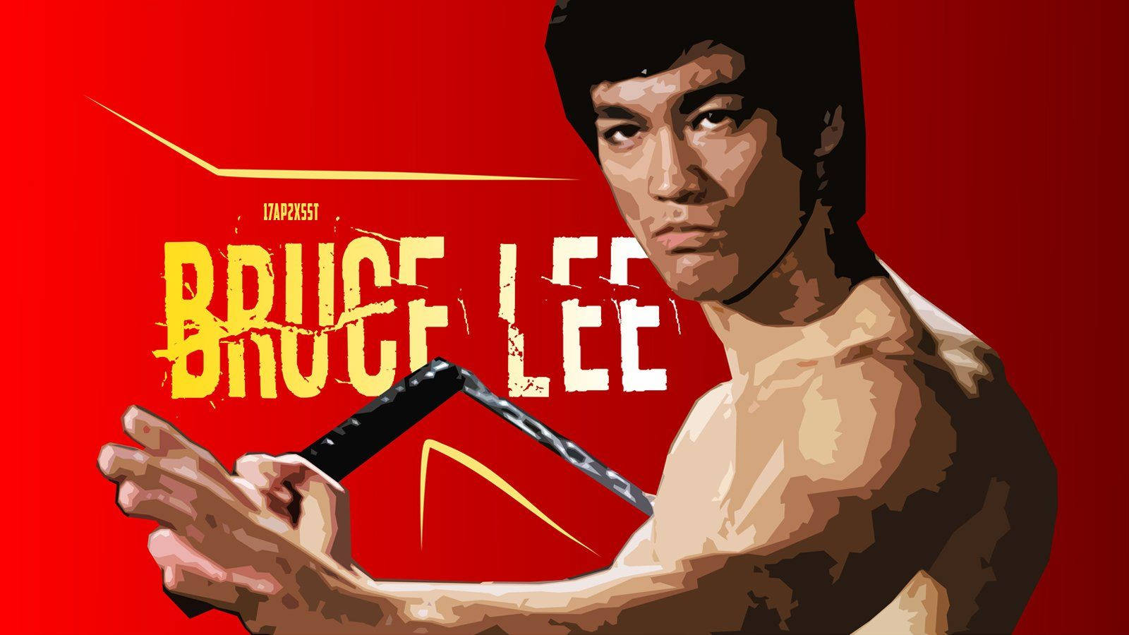 Bruce Lee, martial arts pose, bold red background, HD Desktop Wallpaper