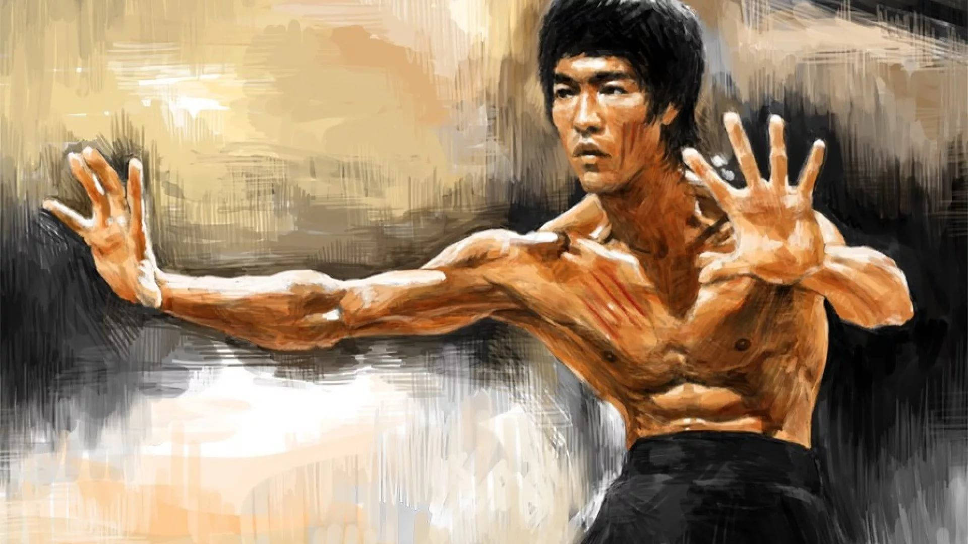Bruce Lee, martial arts icon, textured abstract background, Full HD Desktop Wallpaper