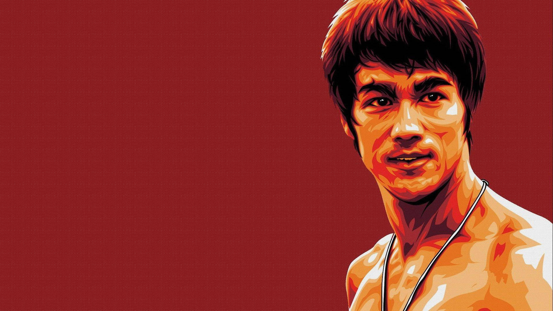 Bruce Lee, stylized digital portrait, intense gaze, Full HD Desktop Wallpaper