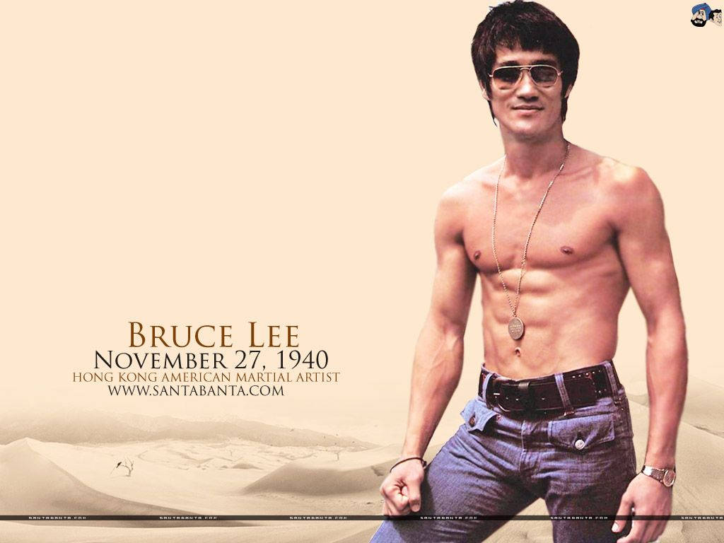 Bruce Lee, desert sands, sunglasses, SD Desktop Wallpaper