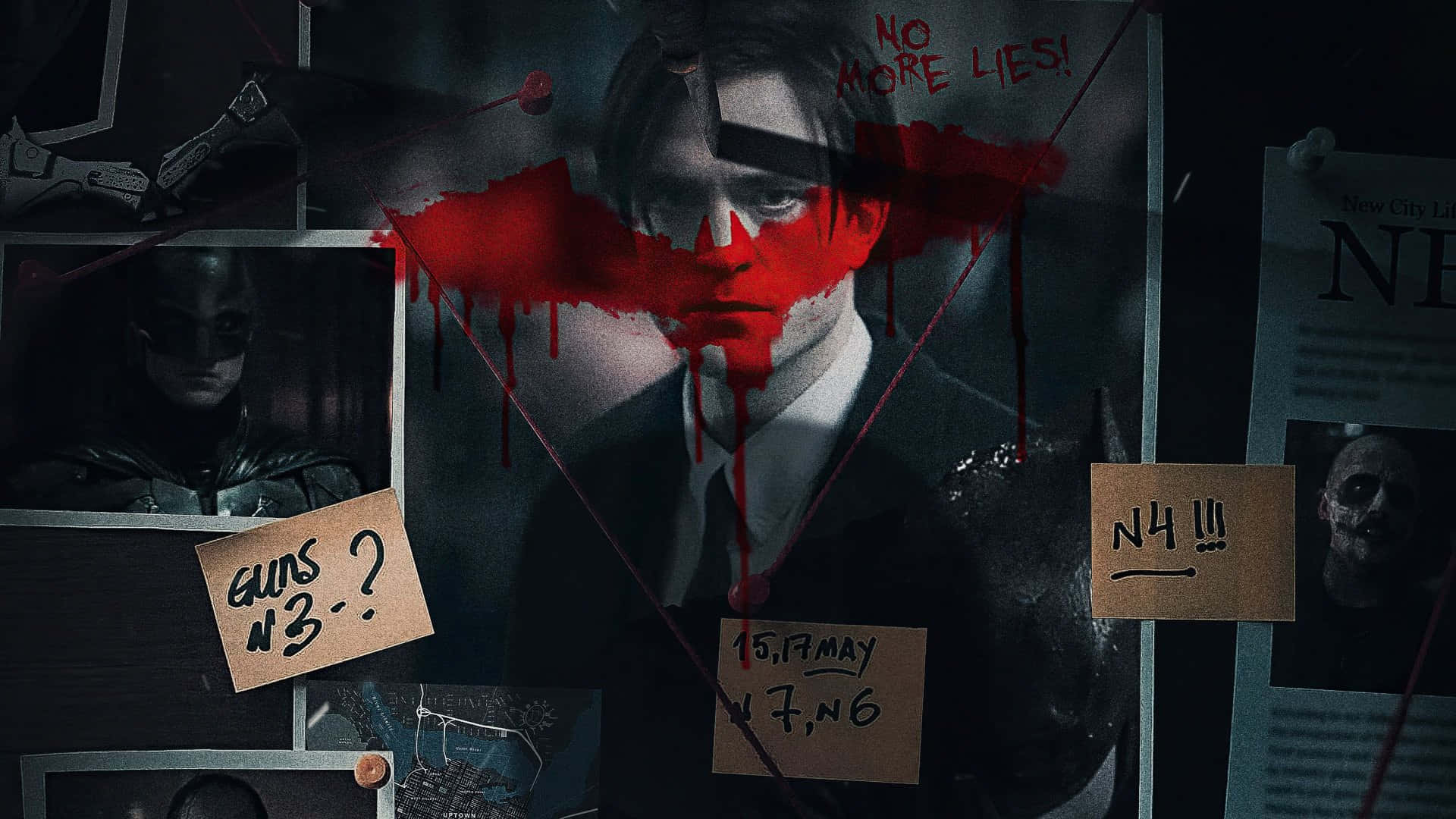 Bruce Wayne, detective board, photos notes, Full HD Desktop Wallpaper