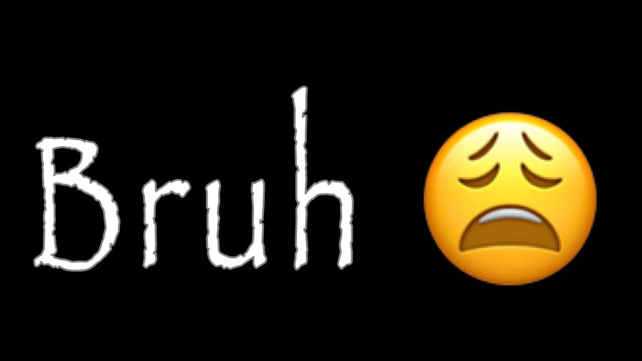 Bruh, yellow facepalm emoji, white jagged text, HD Desktop Wallpaper