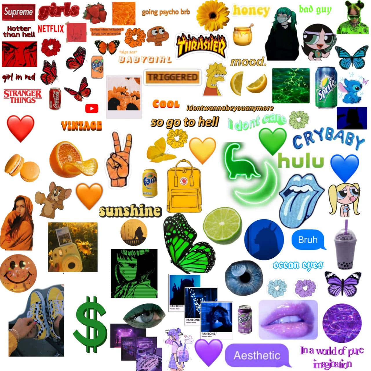 Bruh Girl, collage, stickers, HD Desktop Wallpaper