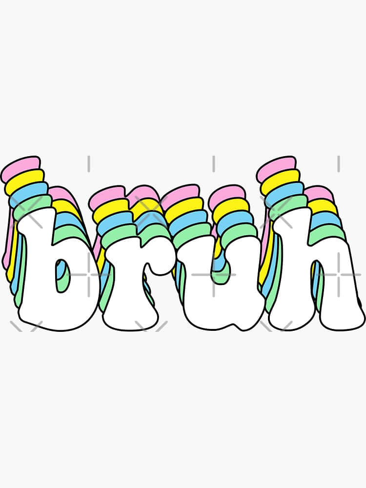 bruh, white letters, rainbow-colored stacked rings, SD Phone Wallpaper