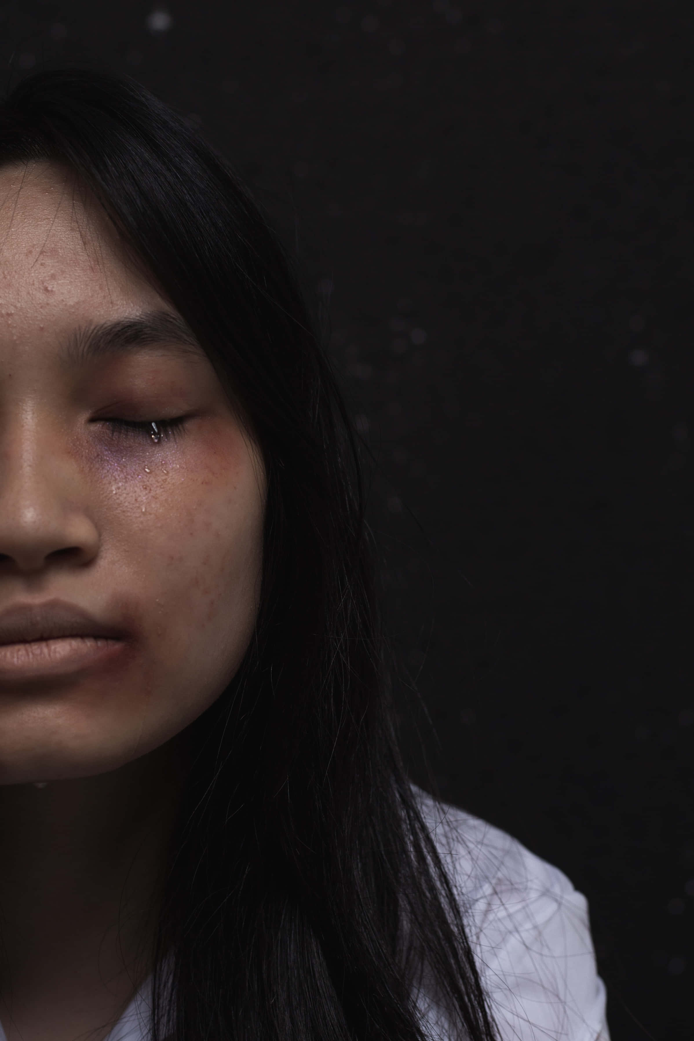 bruised girl, crying, young woman, 2K Phone Wallpaper