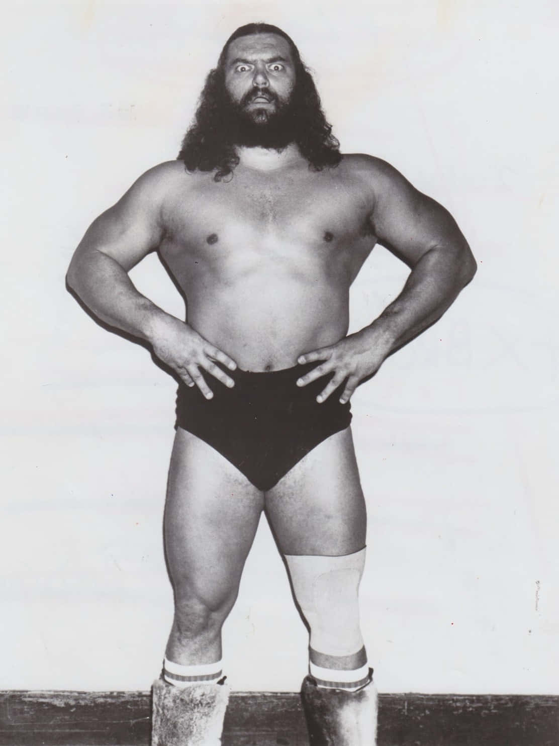 Bruiser Brody, black and white photo, long hair, HD Phone Wallpaper