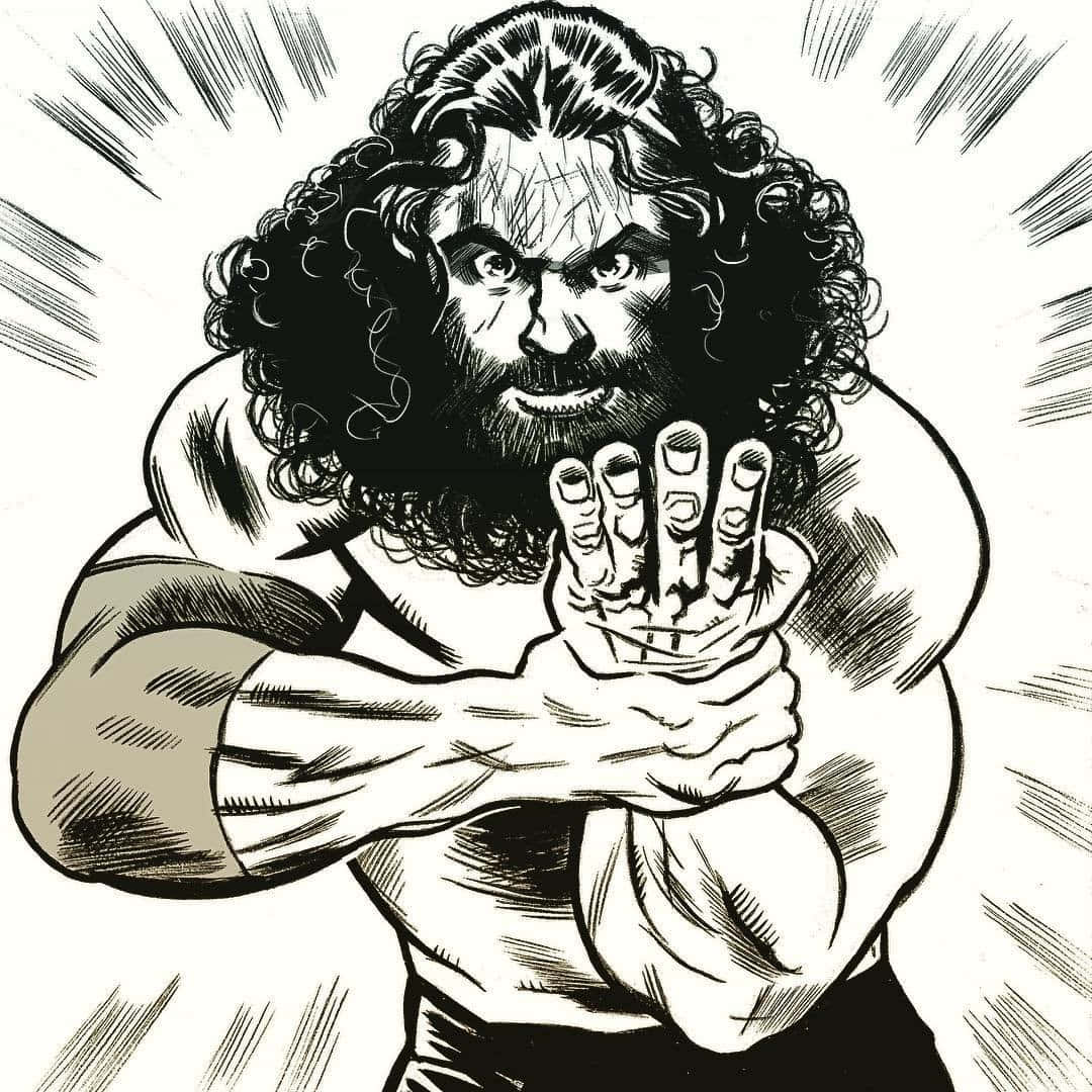 Bruiser Brody, wrestler, comic picture, SD Desktop Wallpaper