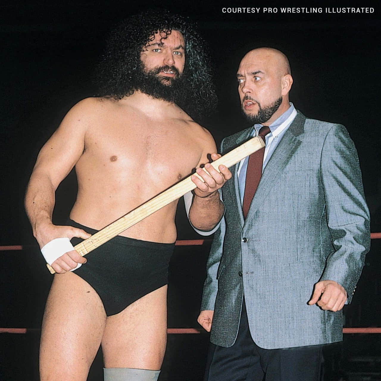 Bruiser Brody, wrestling ring, wooden bat, HD Desktop Wallpaper
