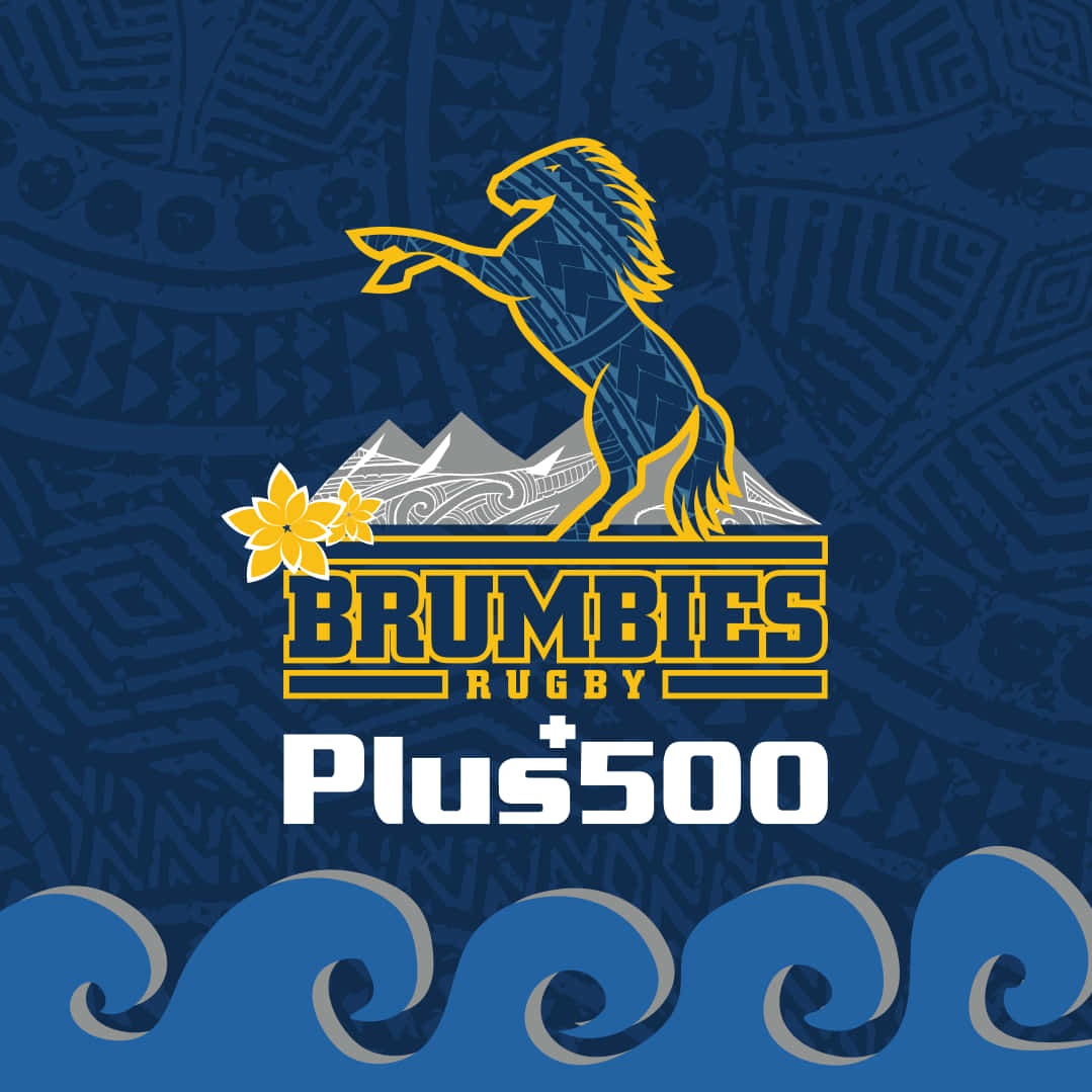 Brumbies, blue and yellow brumby horse logo, mountains, SD Desktop Wallpaper