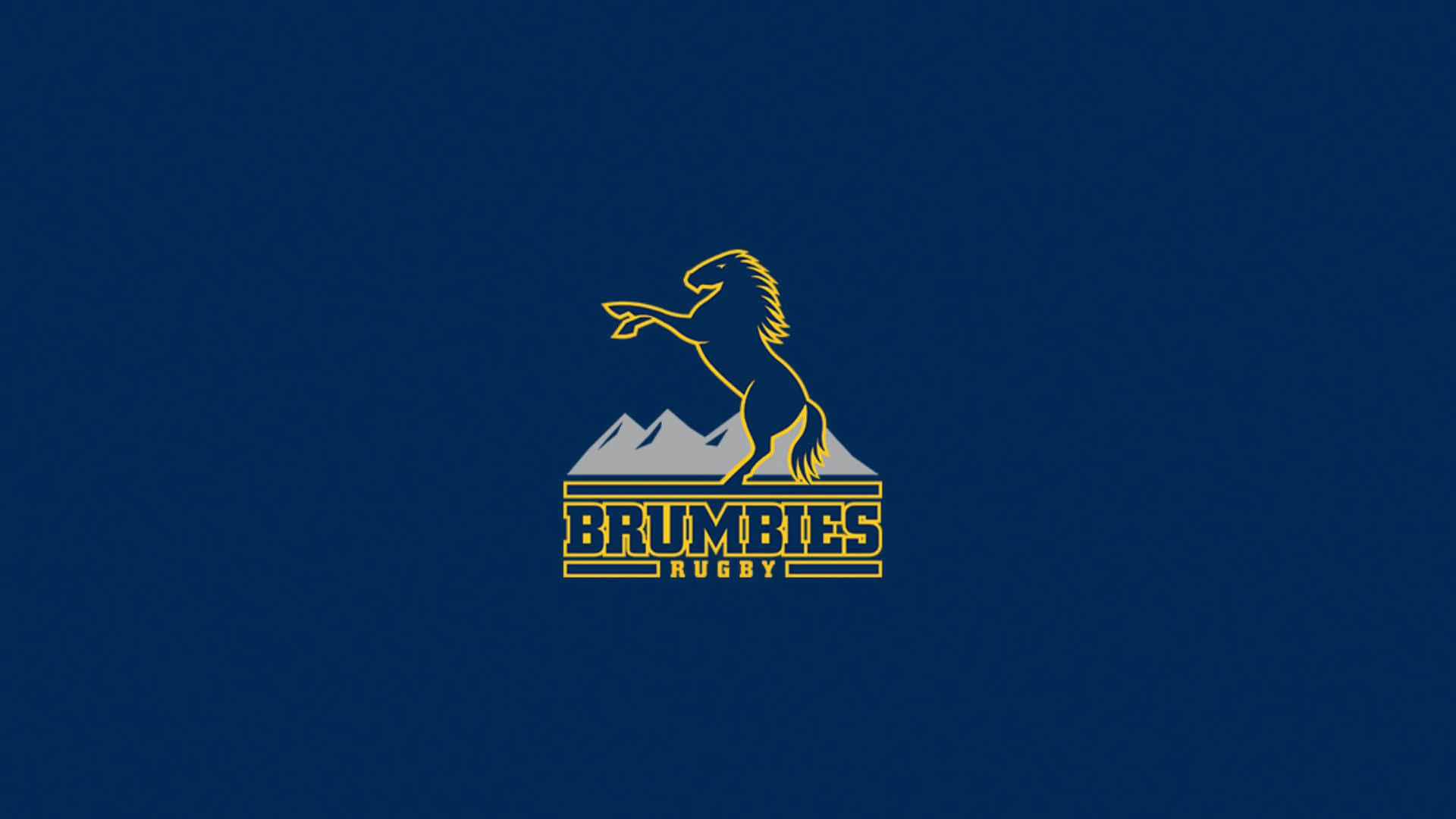 Brumbies, golden rearing horse logo, mountains, Full HD Desktop Wallpaper