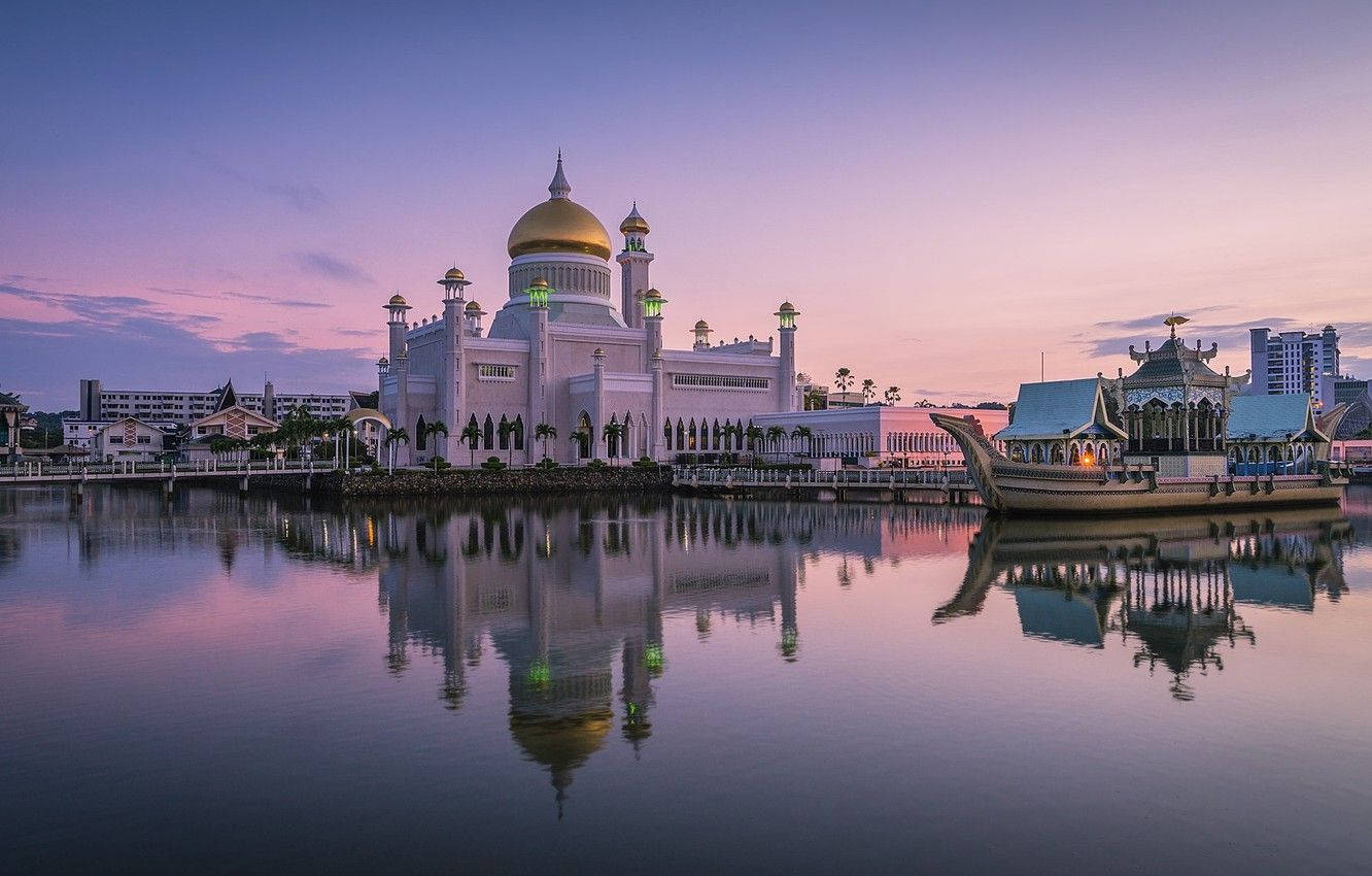 Brunei, mosque, golden dome, HD Desktop Wallpaper