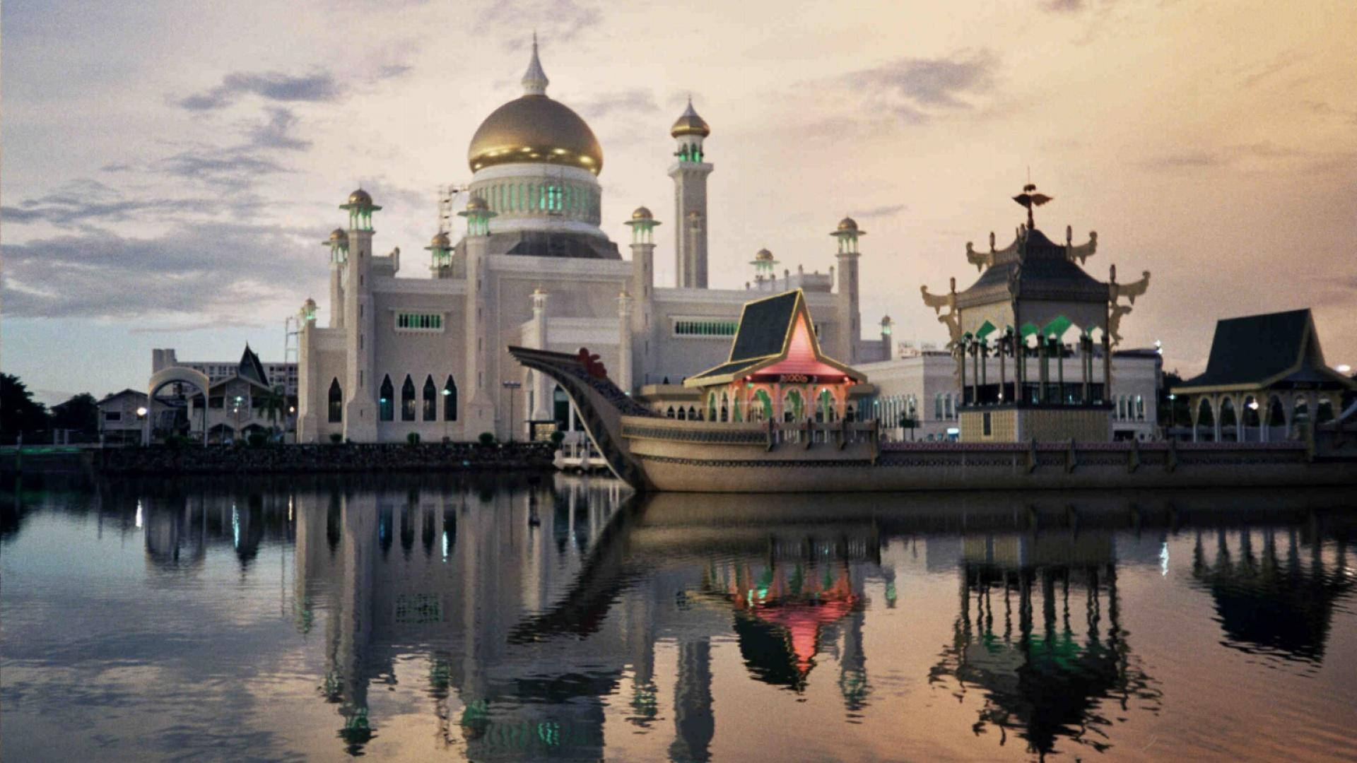 Brunei, lagoon, dusk, Full HD Desktop Wallpaper