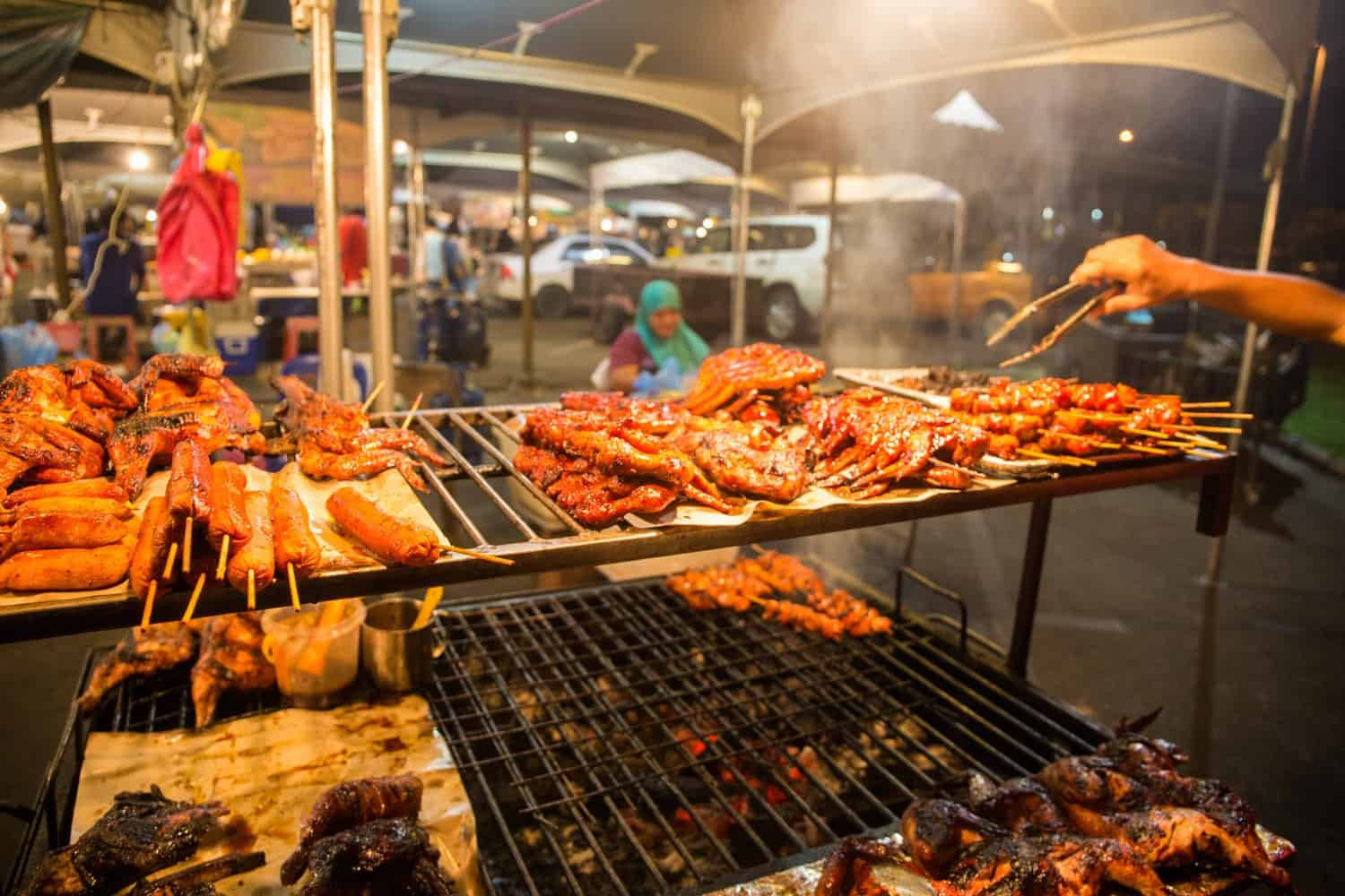 Brunei, night market, grill, HD Desktop Wallpaper