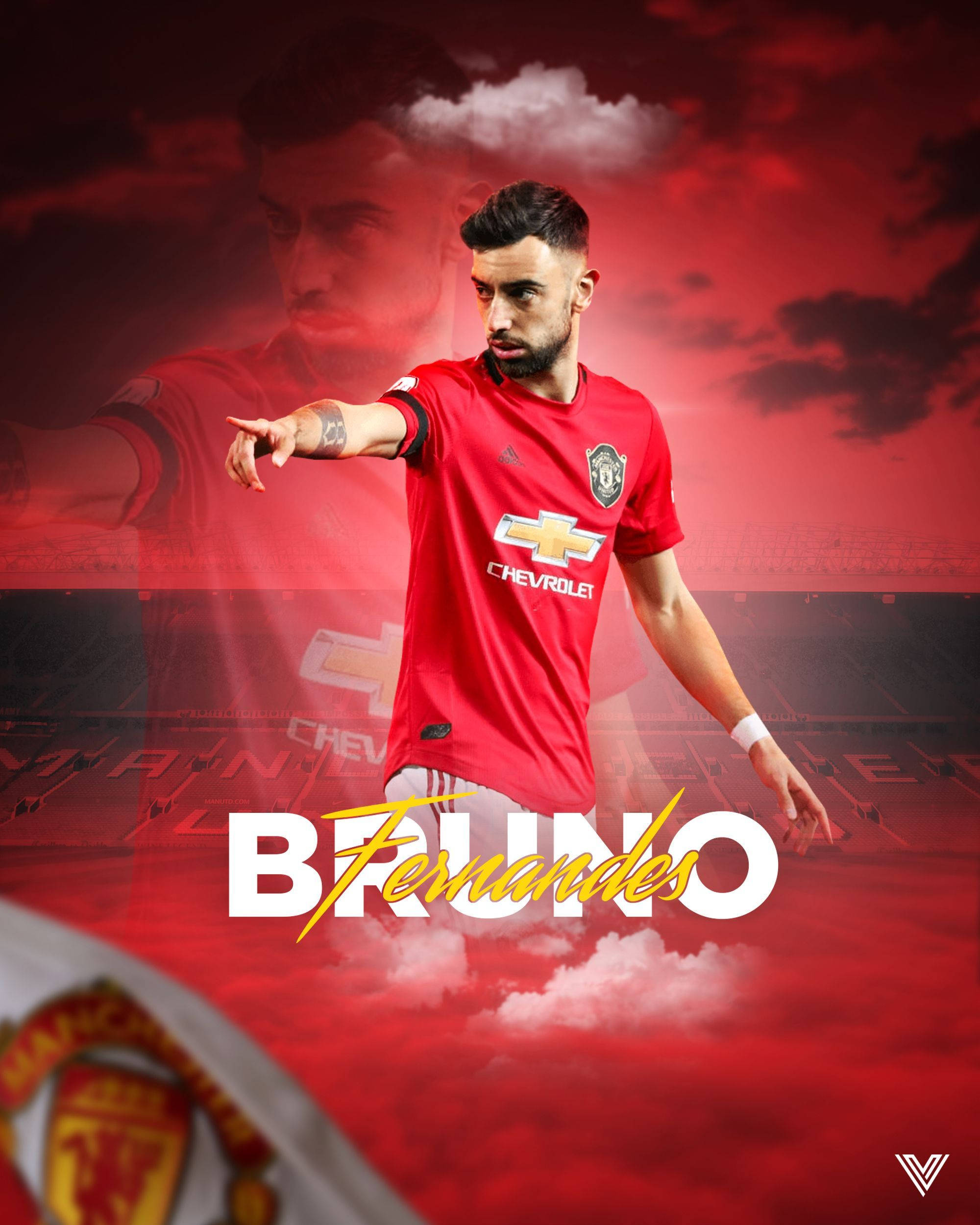 Bruno Fernandes, Manchester United, red jersey, Full HD Phone Wallpaper